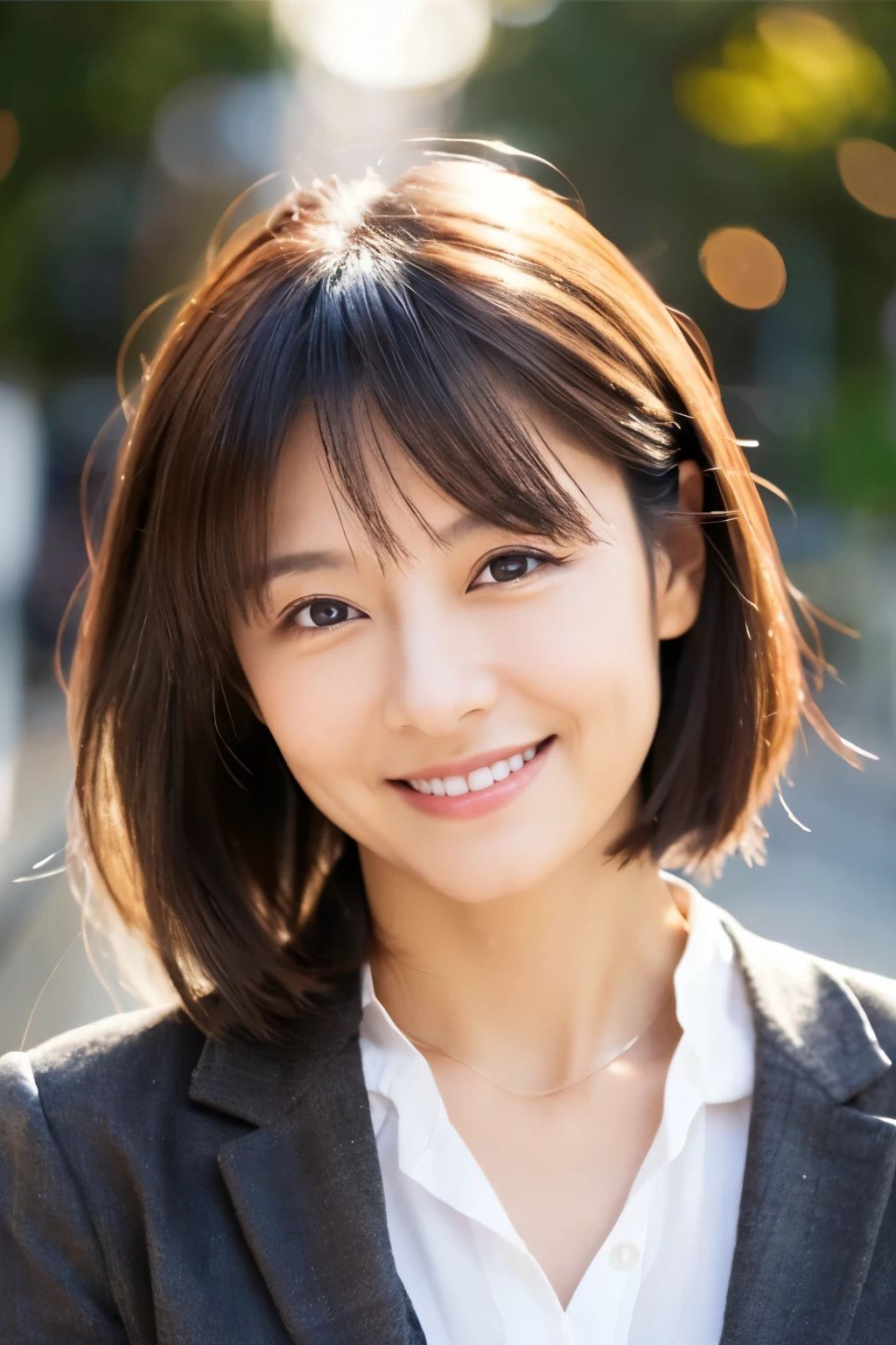 Age 37、smile、beautiful、Adult Elegance、Shining eyes、stare、
