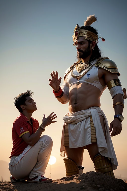 Indian god of rain Indra talking with Indian formar captain Mahendra Singh Dhoni