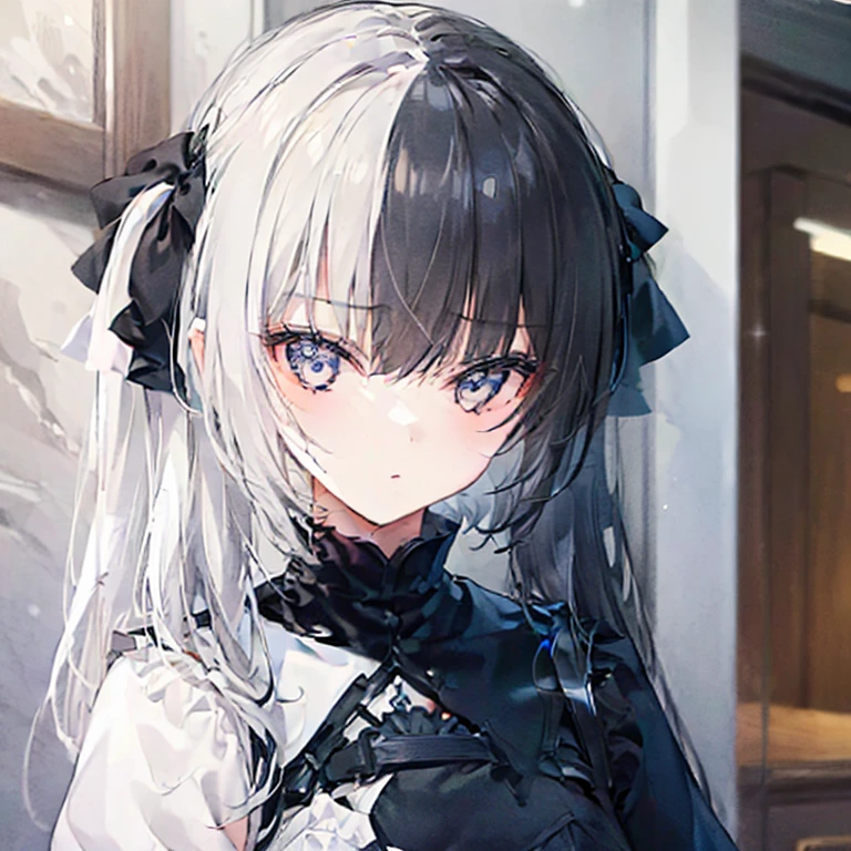 highest quality、highest quality、8k、Ultra-high resolution、highest quality、Very detailed、Perfect Face、Very detailed、Very delicate、1 boy, ((alone))、,Anime Style、church、Twin tails、(One Girl)、Two-tone hair, Black and White,Black and White、2 Tone,(HLFCOL hair girl with black and white hair),(1 girl:1.9),left_right,Night Dark Night
