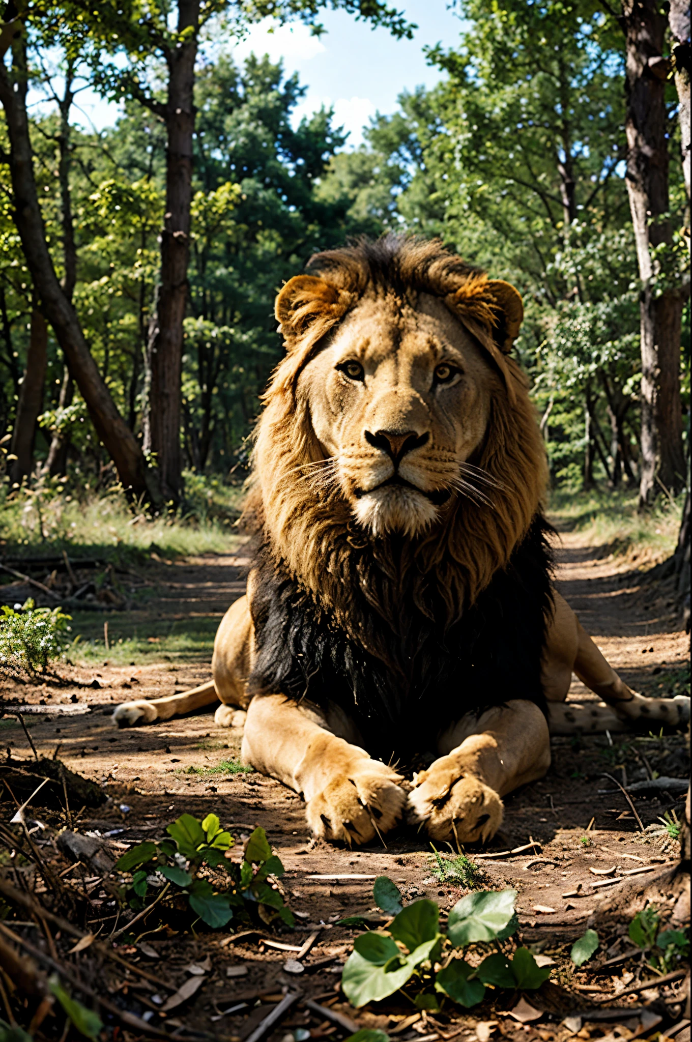 A lion in forest