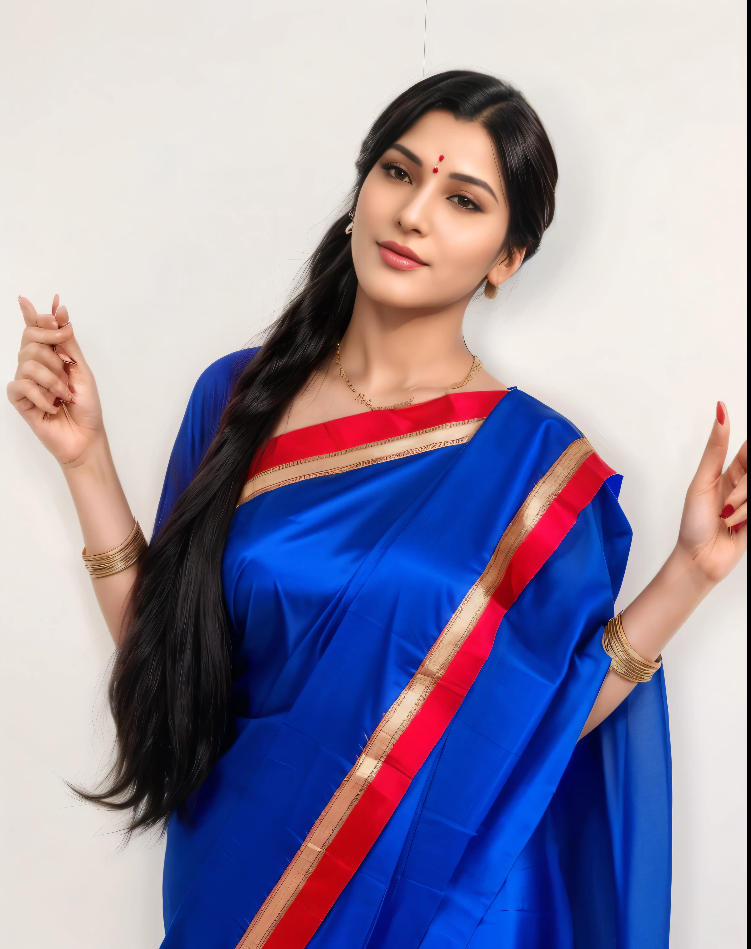 mature and curvy, sexy, seductive lesbians model , with very long very thick white hair with a meticulous attention to hair, woman's with very long thick hair, hair model, Rapunzel hair, thick hair, luscious hair, cascading hair, gorgeous hair, beauties long hair, dense hair, hair locks in a blue sari posing for a picture, blue colored traditional wear, traditional female hairstyles, traditional beauty, inspired by T. K. Padmini, traditional makeup, indian, wearing a sari, stylish pose, very artistic pose, traditional, doing an elegant pose, indian super model, wearing sari, assamese aesthetic, traditional clothes, thicc, realistic ,big oppai, oppai proportions, NSFW, official character art, adult character, cushart krenz key art feminine, render of april, fully - clothed!!!, makoto shinka, from girls frontline