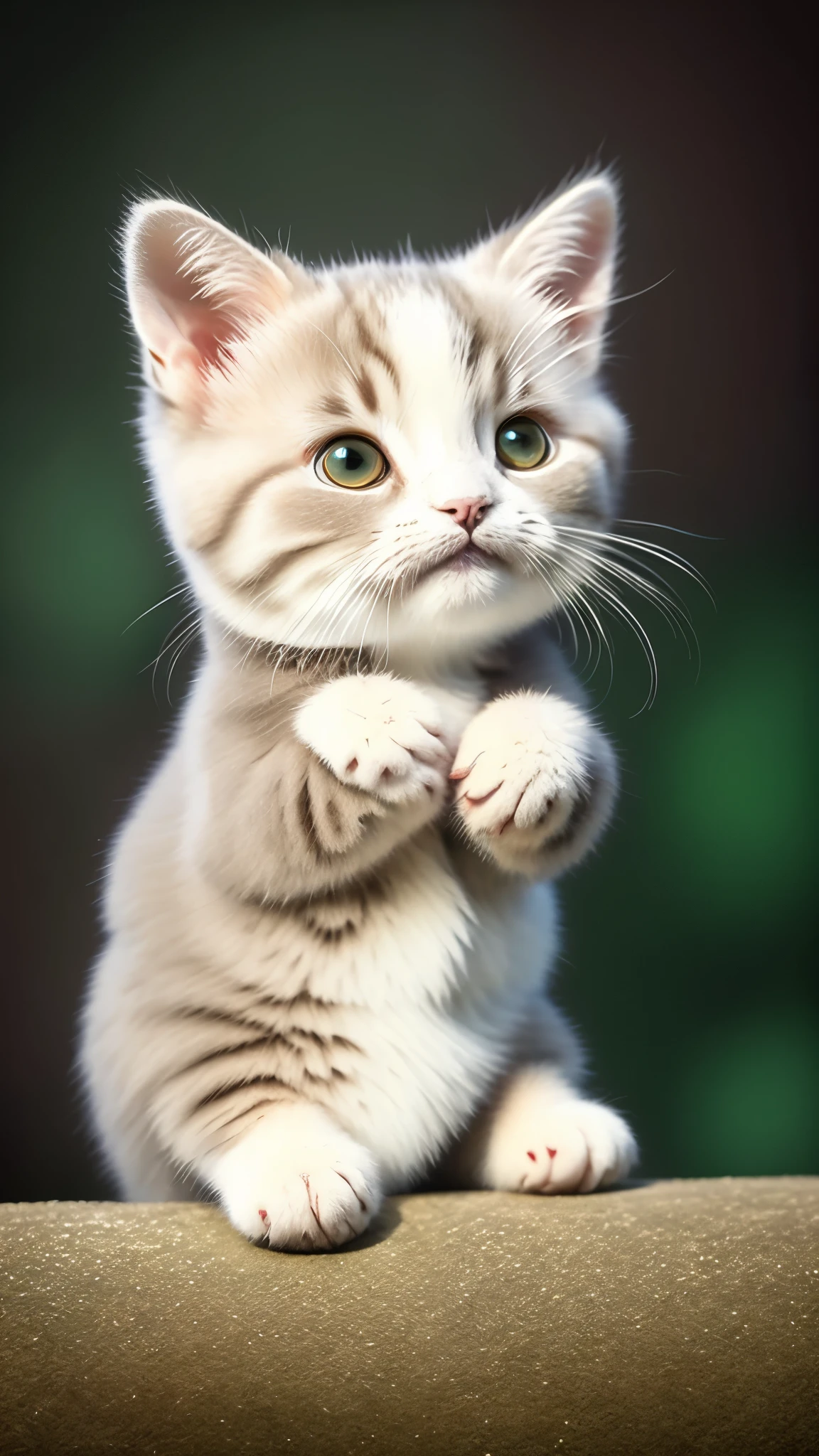 kitten, Blur, Tricolor Kitten, Bead, Round Logo, Sticker, whitebackground, no_humans, Depth of field, to8contrast style, DARK_Glam, dressed in DRK_Glam, deep shadows, (Dark: 1.4), (8k, photo in RAW format, beste-Quality, Masterpiece: 1.2)