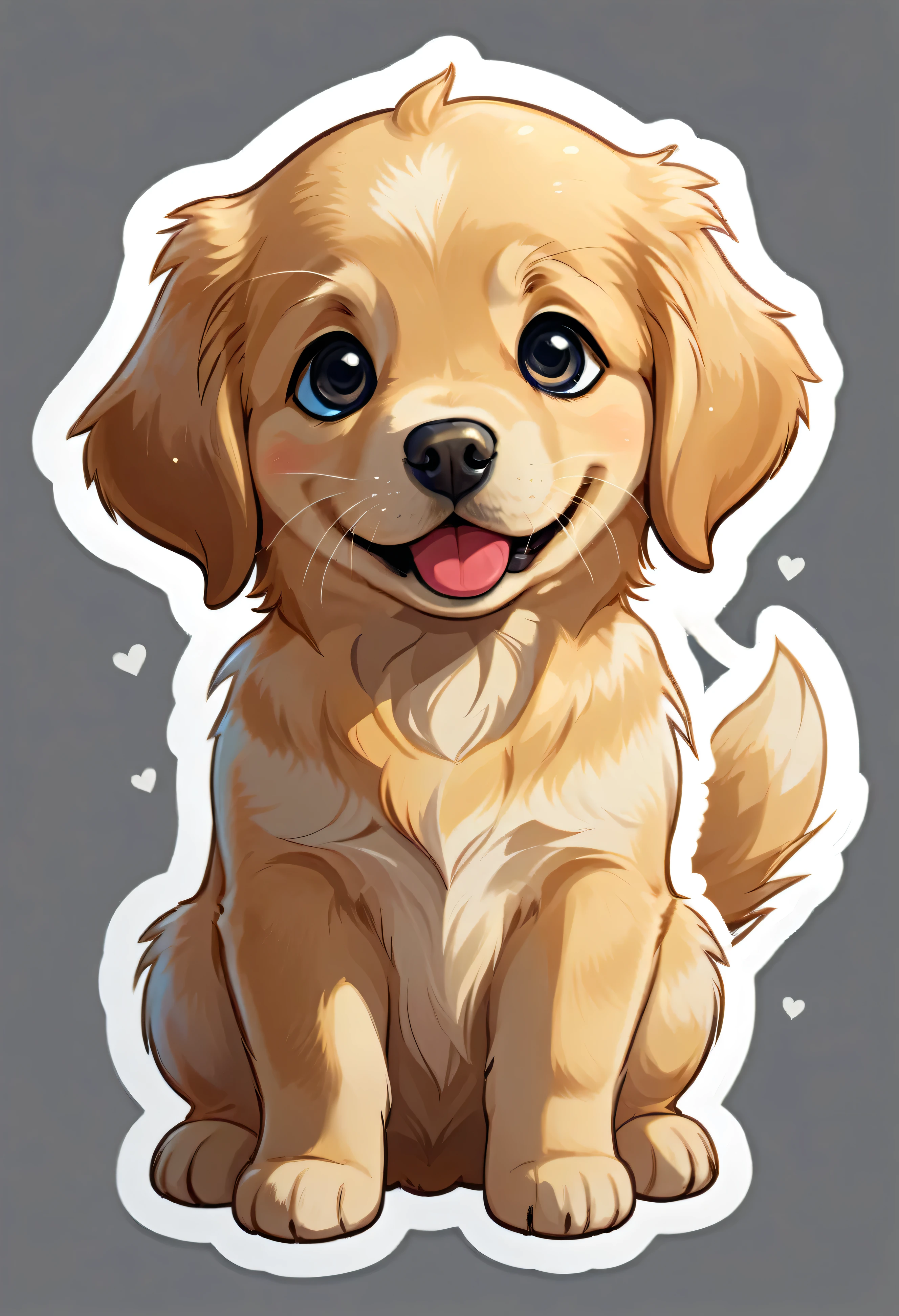 1 sticker, puppy, Golden Retriever, Round eyes, Cute eyes, Cute gestures, Cute expression, Simple Background