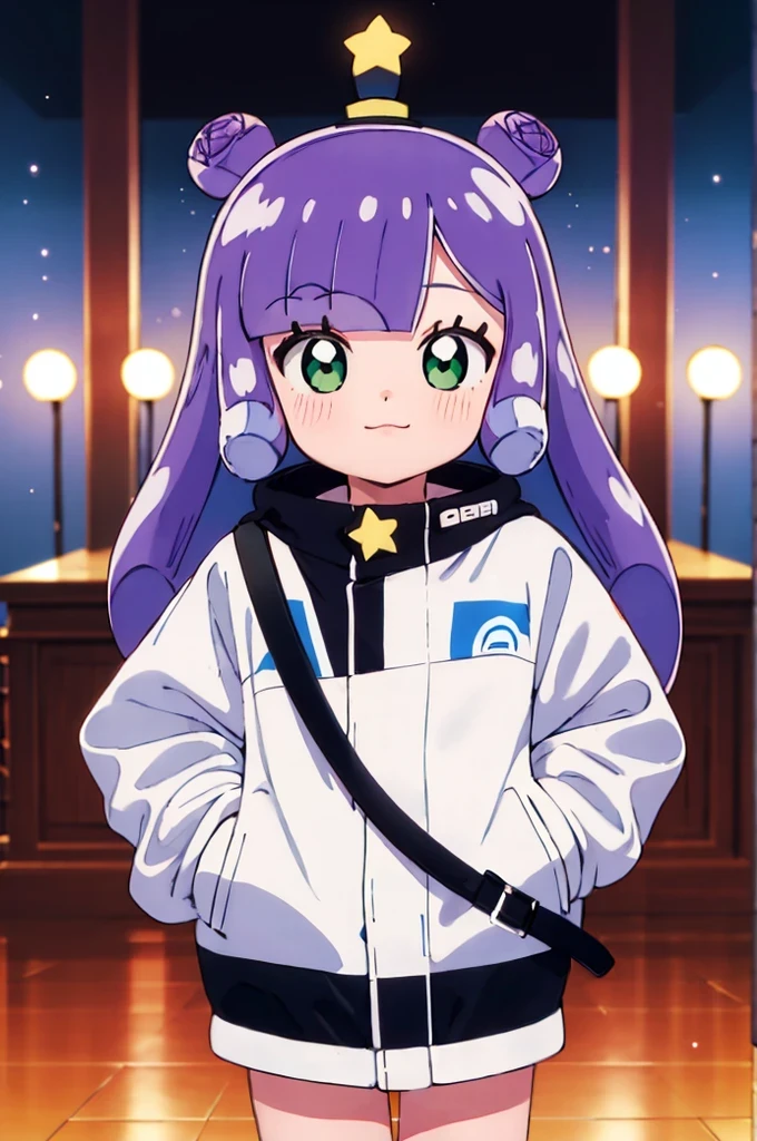(masterpiece:1.3),(highest quality:1.4),(Very detailed:1.5),High resolution,Very delicate and beautiful,Official Art,Perfect Anatomy,Anime screenshots,Anime Coloring,8k,((alone:1.52)), 1990s \(style\),retro artstyle,Ammar, ((puniru:1.52)),Slime Girl,Light purple hair,Long Hair,Gray gradient hair,Multicolored Hair,Blunt bangs,Double good,Blue Hair,Green Eyes,star (symbol),mini top hat,Jacket,Shorts,sneakers,Shoulder bag,One girl,alone,
(Shining Eyes),(Expressions of joy:1.51),Octane Rendering,Rainbow Paint Drops,Woman made of paint,Full Paint,(Movie Background),Splat,splash,Dark and blurry background,close,(Best writing, Very delicate and beautiful),Beautiful sparkle in every detail,(Soft Light:1.2),(Soft Money Tone Lighting),Warm and Soft Lighting,Dramatic Light,((Cinematic Light)),Ambient Occlusion,Zhou Xianguang,intense,Powerful,Absolutely eye-catching splashes of color,((caustic)),ray tracing reflection,The light shines,Waiting for happiness to begin,