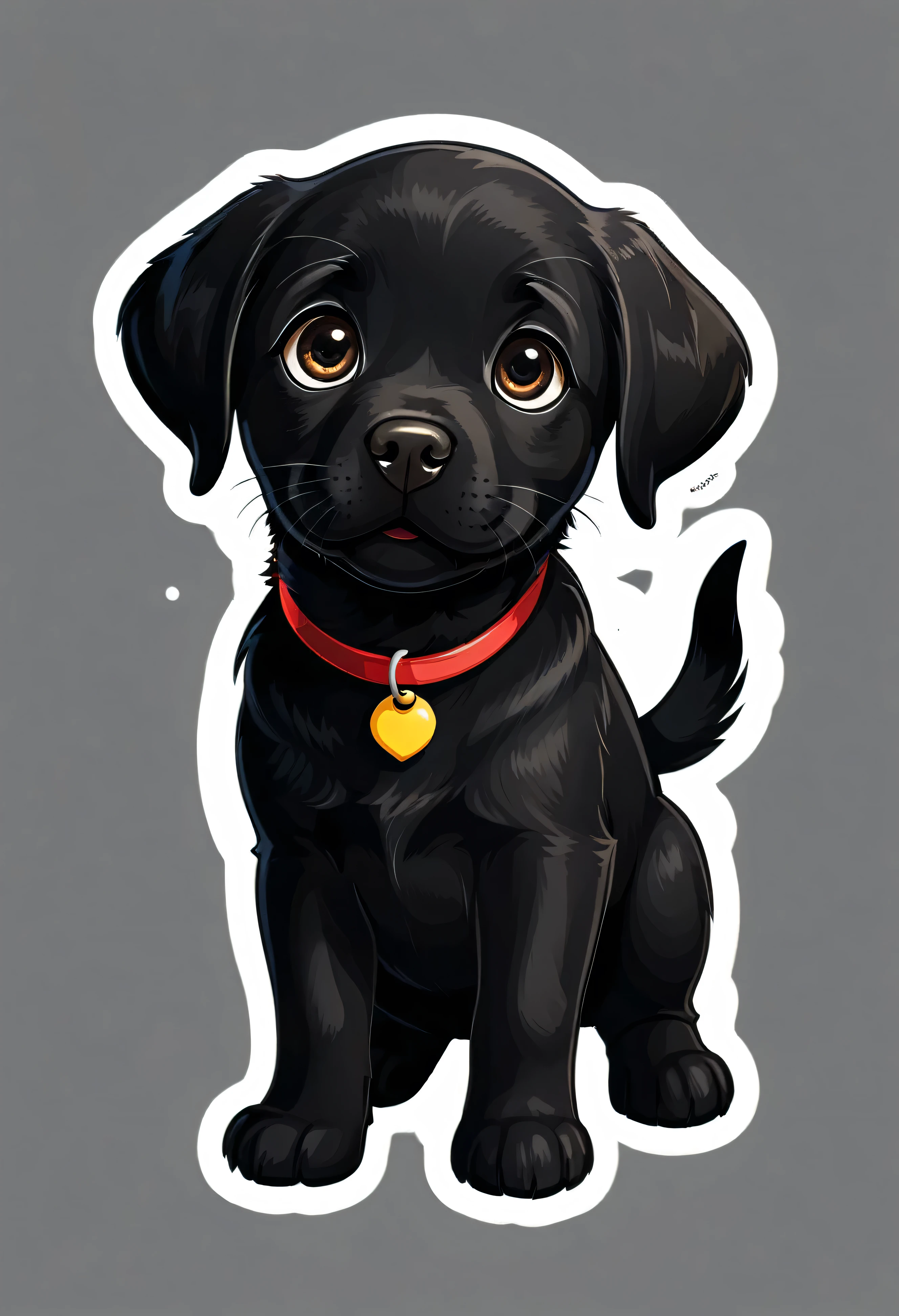 1 sticker, puppy, Black Labrador Retriever,Black,  Round eyes, Cute eyes, Cute gestures, Cute expression, Simple Background