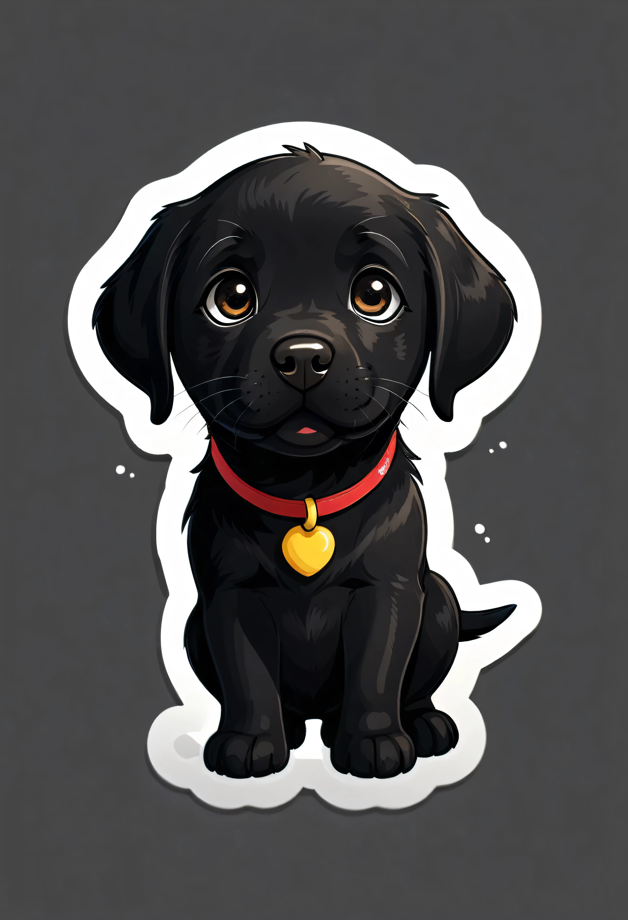 1 sticker, puppy, Black Labrador Retriever,Black,  Round eyes, Cute eyes, Cute gestures, Cute expression, Simple Background