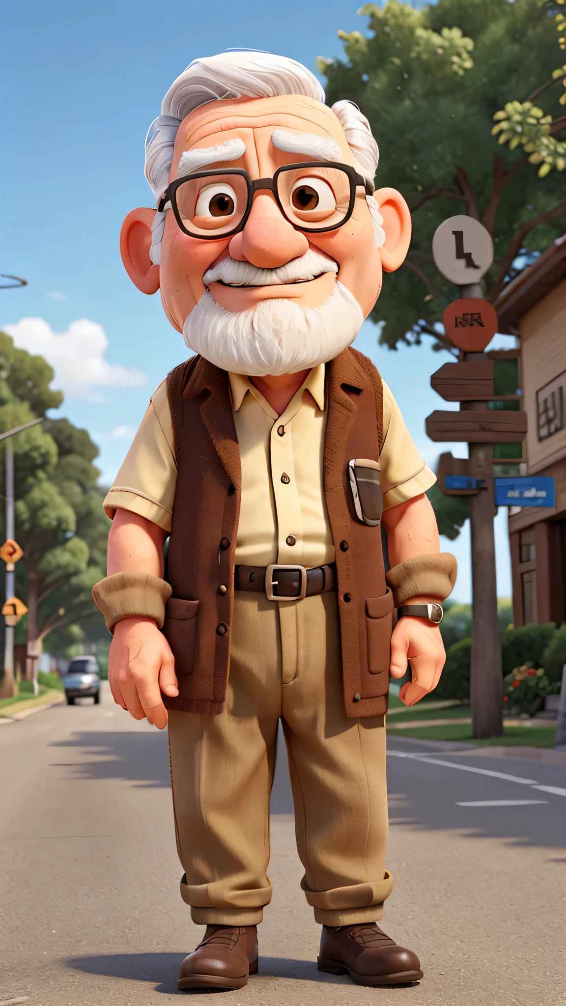 A old man cross road