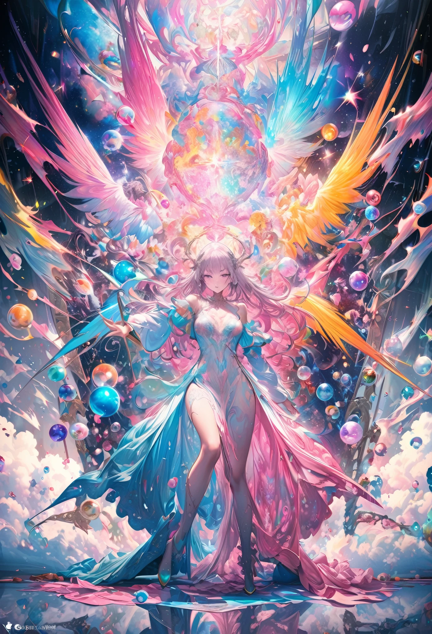esoteric artwork, best quality, super fine, 16k, incredibly absurdres, extremely detailed, delicate and dynamic, marbles and pastel pop painting, mirror and prism image effects