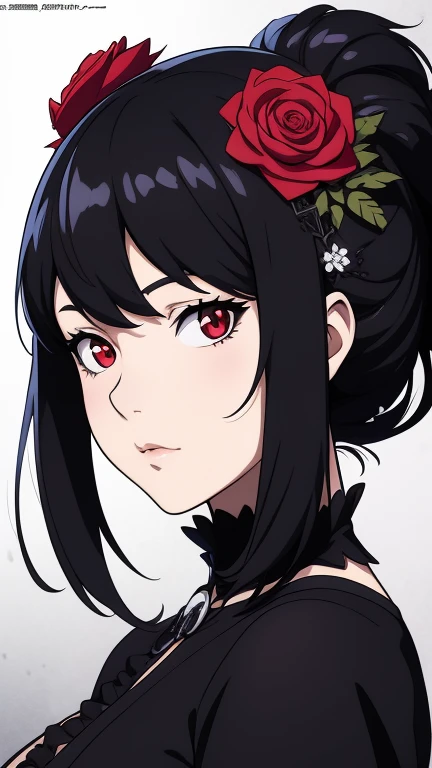 anime girl with black hair and red eyes wearing a flower crown, artwork in the style of guweiz, guweiz, detailed portrait of anime girl, Beautiful anime portrait, demon anime girl, detailed digital anime art, portrait of an anime girl, gothic maiden anime girl, made with anime painter studio, stunning anime face portrait, beautiful anime girl