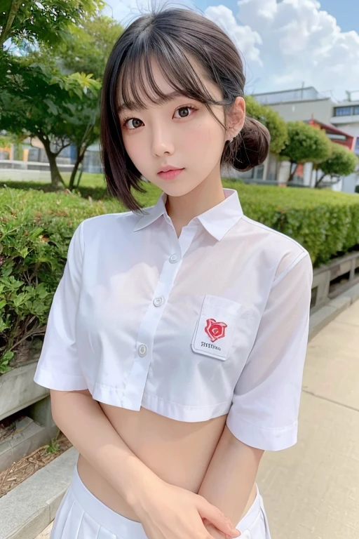 ((highest quality, 8k, masterpiece: 1.3)), One girl, Cute Japanese woman highlighting her slim abs: 1.3, (Random hairstyle, Standard chest: 1.2), uniform: 1.2, 1 Boy, Cute Japanese girl who emphasizes her slim abs: 1.4, (Random hairstyle, Standard chest: 1.2), uniform: 1.2, Beach, Highly detailed face, Fine grain, double eyelid