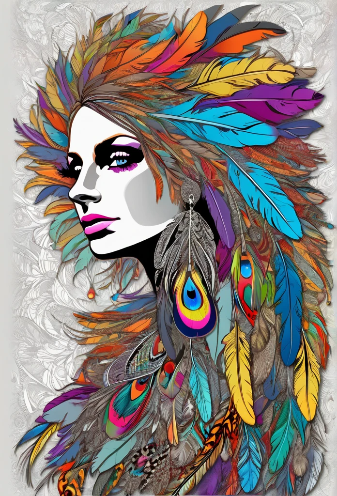 (masterpiece, top quality, best quality, official art, beautiful and aesthetic:1.2), (Maude Adams:1.3), extremely detailed,(fractal art:1.1),(colorful:1.1)(flowers:1.3),highest detailed,(zentangle:1.2), full body, (abstract background:1.3), (shiny skin), (many colors:1.4), ,(earrings), (feathers:1.5),