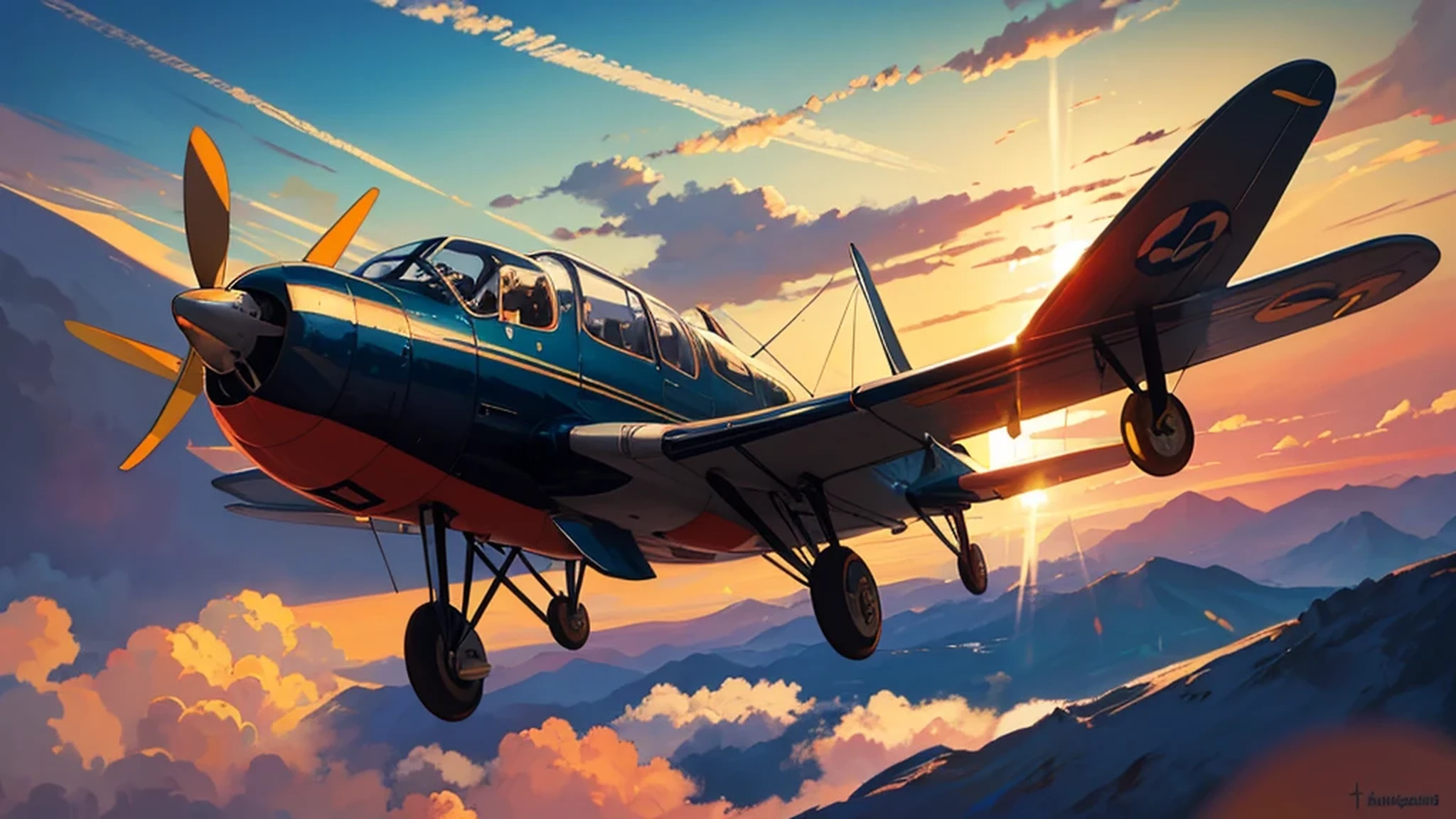propeller aircraft,illustration,oil painting,classic style,vintage,vibrant colors,high contrast,clear skies,flying in the air,passionate pilot,mechanical beauty,graceful movement,meticulously detailed,metallic sheen,shiny propellers,engine roaring,majestic presence,gleaming wings,precise lines,impressive scale,striking red and white paint,sunlight reflecting off the fuselage,dynamic composition,sharp focus,powerful presence,uplifting atmosphere,adrenaline rush,adventure in the sky,timeless beauty,ethereal atmosphere,awe-inspiring,perfect symmetry,dramatic perspective,heroic proportions,unforgettable experience,limitless skies