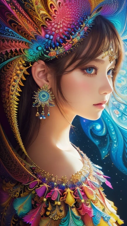 (masterpiece, highest quality, highest quality, Official Art, beautifully、aesthetic:1.2), (One girl:1.3), Very detailed,(Fractal Art:1.3),colorful,Most detailed