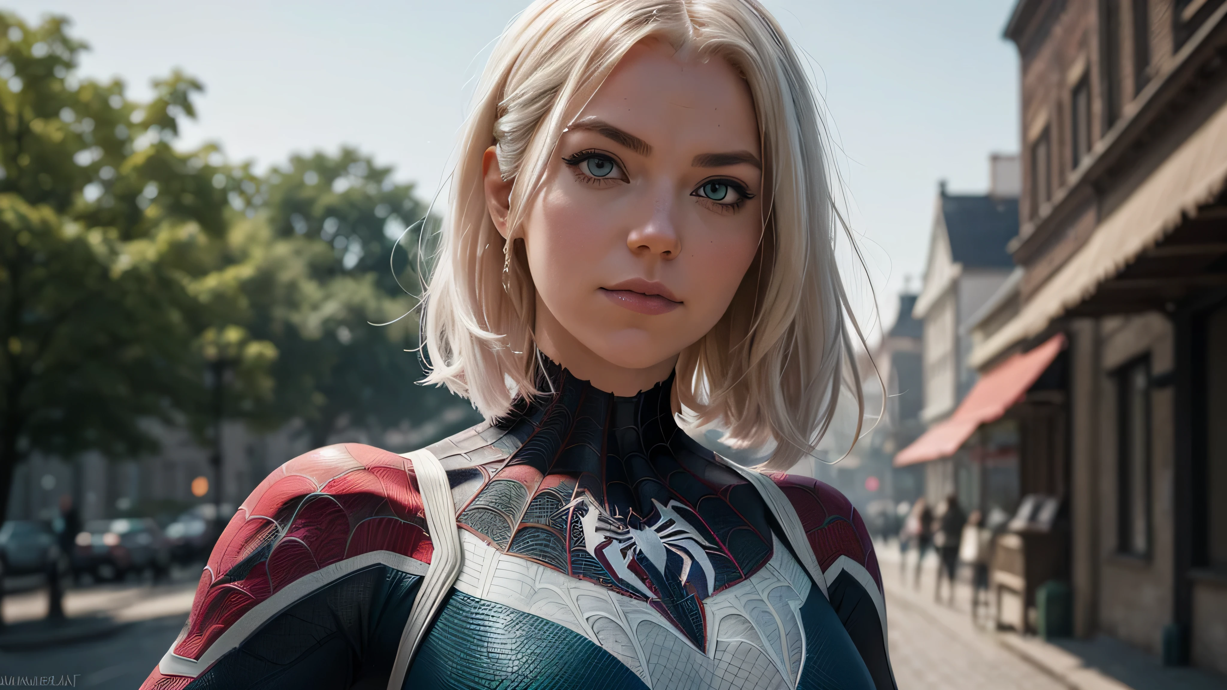 (((1 girl))), ((Spider-Gwen)), Textur, filmgrain, Hautporen, dusty atmospheric haze, Vignettierung, Falten, komplizierte Details:0.2 Intricate dramatic cinematic movie stills of a beautiful, eleganten, cunning pirate captain, Sommersprossen, Augenkontakt, (herablassendes, selbstbewusstes Grinsen)1.2, (niedriger Winkel)1.2, Bokeh im Vordergrund, hasselblad RAW dramatisches Foto, (green eyes)