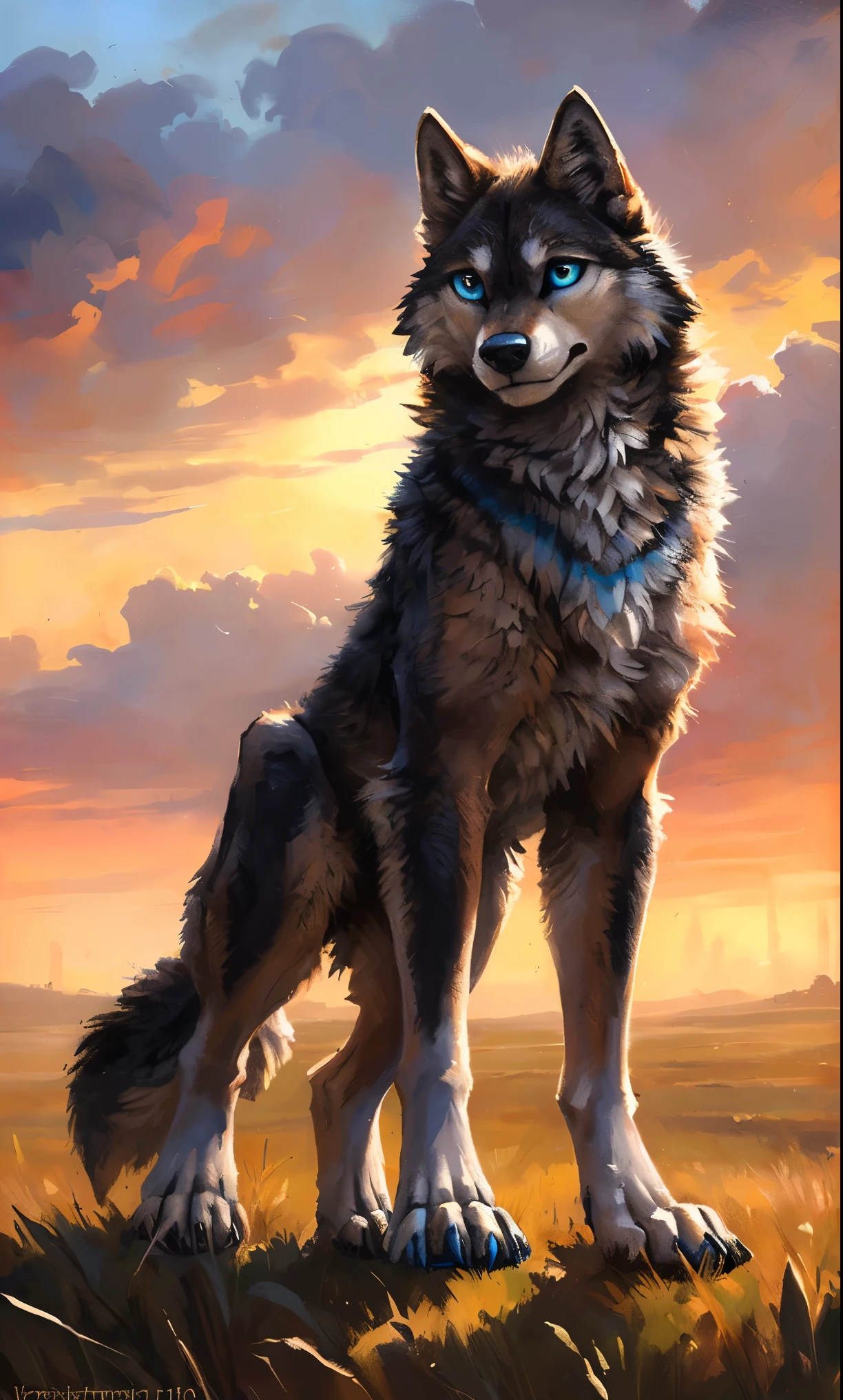 ((Solo)), male people, anthro wolf, (Multi-colored fur, White-brown:1.3,White tail pointed), (Height 2.1m,Tail length 1.5m), ((Wolf face, Big eyes, White eyelids, Blue pupil, Slim:1.2) (Tough, Calm expression:1.2)), Abs, Slim, pinging)), (Correct anatomy), Naked all over the body,A long big tail,Feet,(Realistic fur, Detailed fur texture, labeled:1.3)), (Natural lighting), Photorealistic, Hyperrealistic, ultradetailed, by Kenket,Field,No artifacts