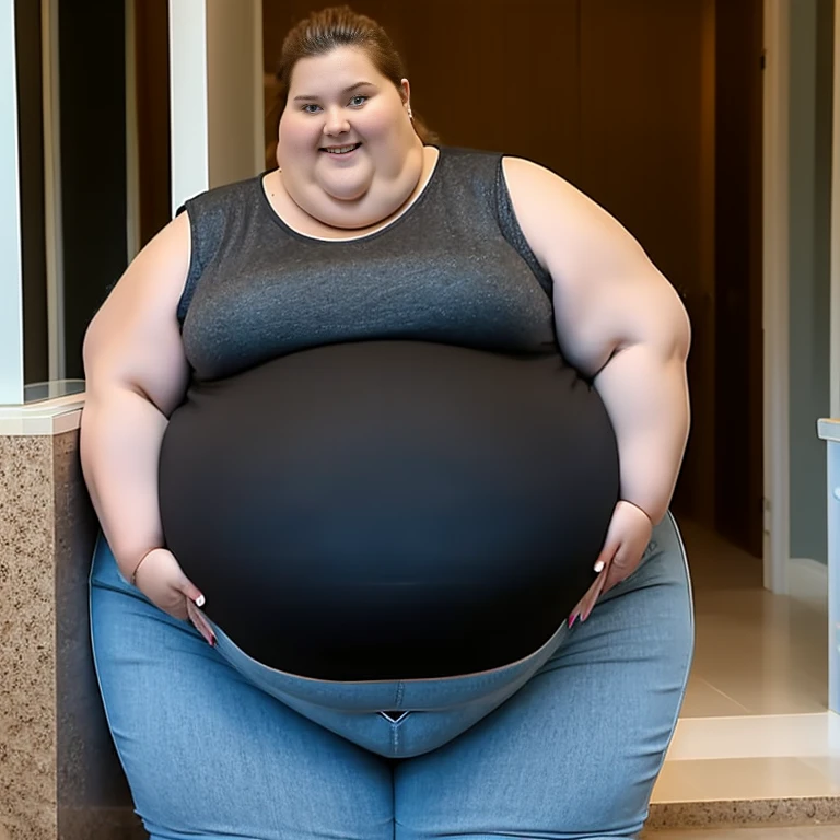 giant fat pregnant woman in tight clothes