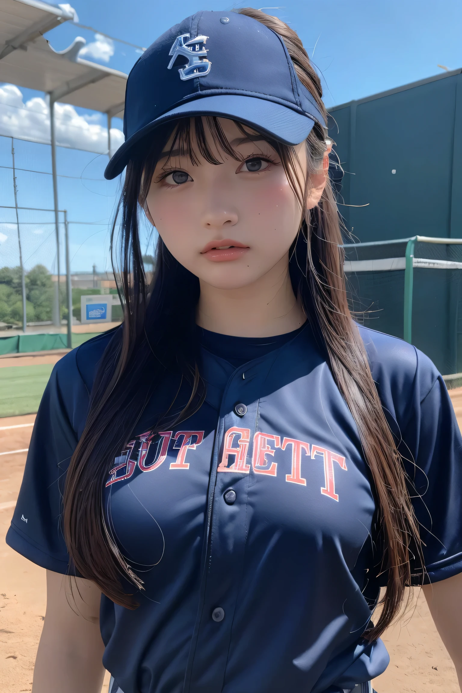 ((Upper Body))、Softball Team - durable softball outfits with visors.