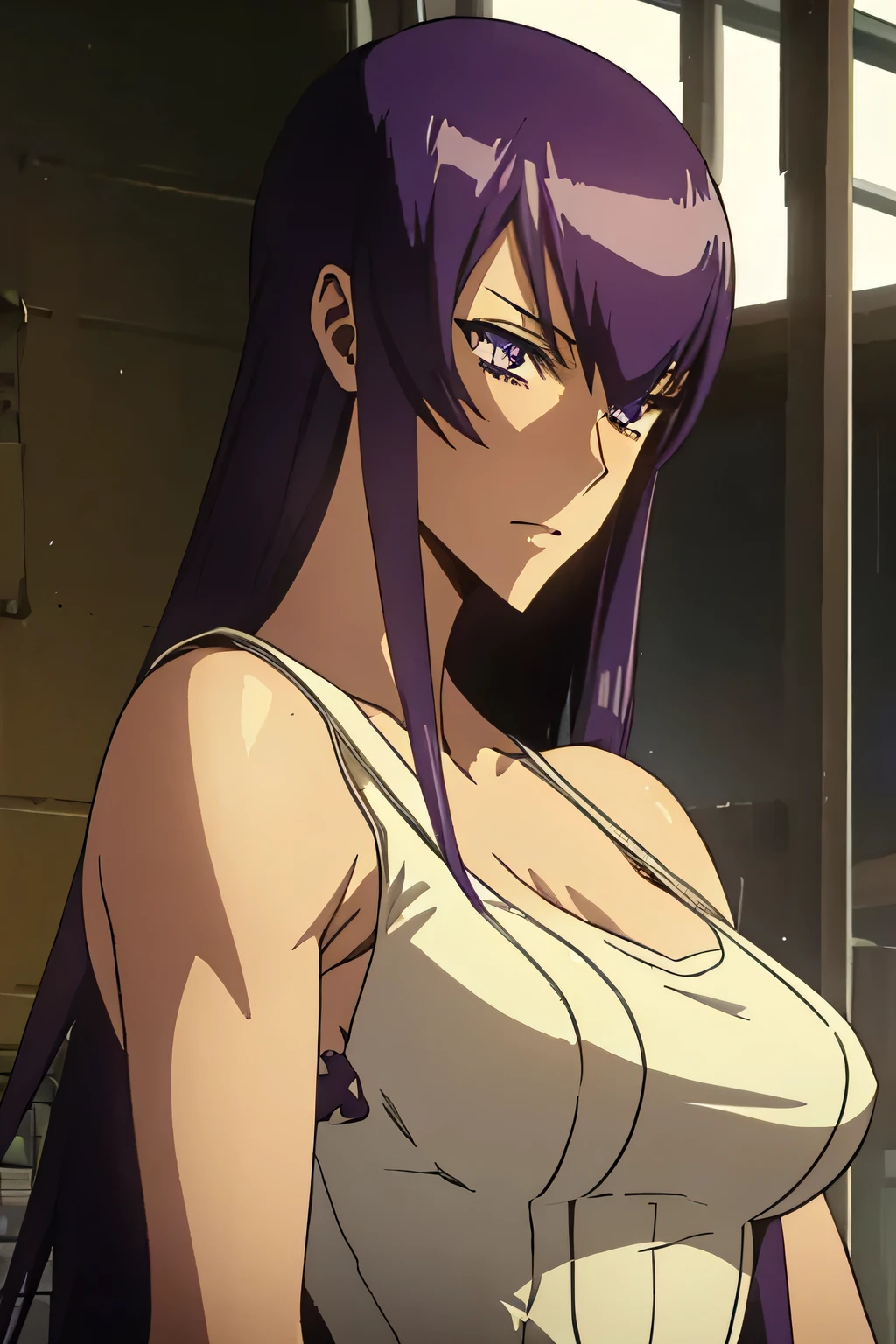 Saeko Busujima vestida con el traje de momo yaoyoruzu, rojo y blanco, cielo soleado, mirando al espectador, cuerpo completo