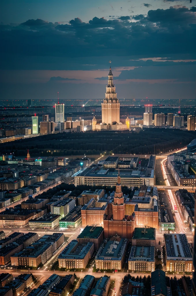 Moscow at night, view of Moscow City