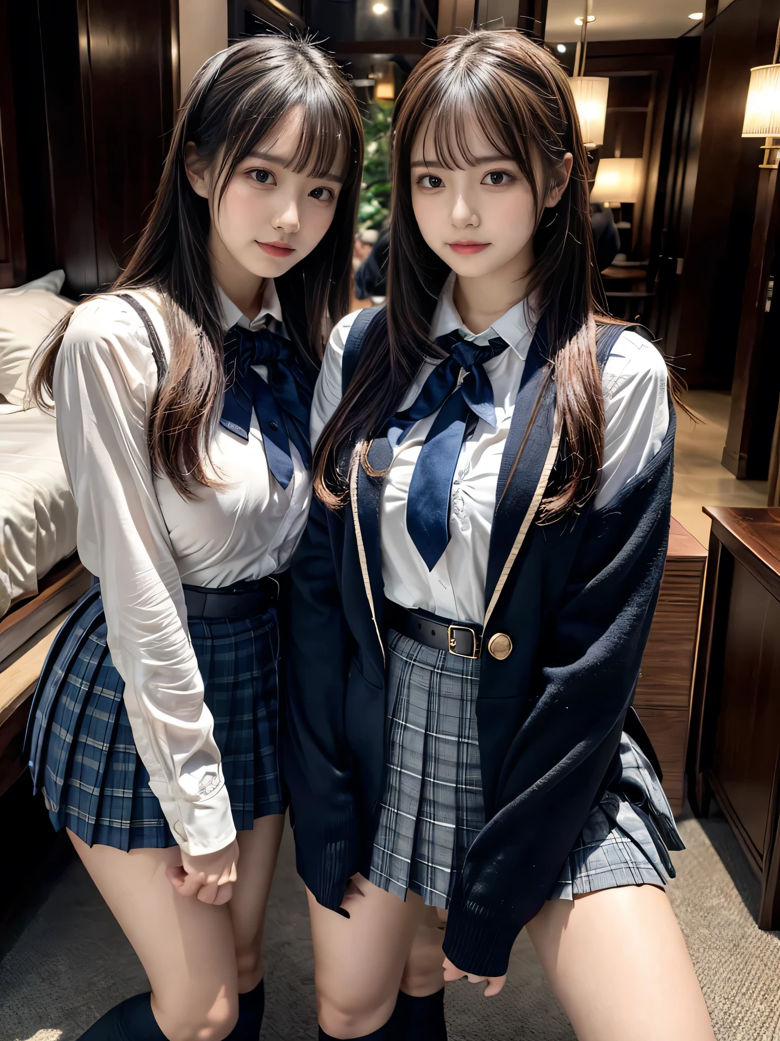 (2ung girls), beautiful girl with beautiful details, Raw photo, (Best Quality:1.2), 8K, high details, hight resolution, With the highest quality, High-definition raw color photos, professional photograpy, (Fine face:1.2), (hi-school uniform with open chest:1.5), pleated skirt, indoors, classroom, desk, chair, sitting, (sleeping), (close your eyes:1.5), (Open mouth), legs spread, (panties:1.2), (((Bokeh))), depth of fields,