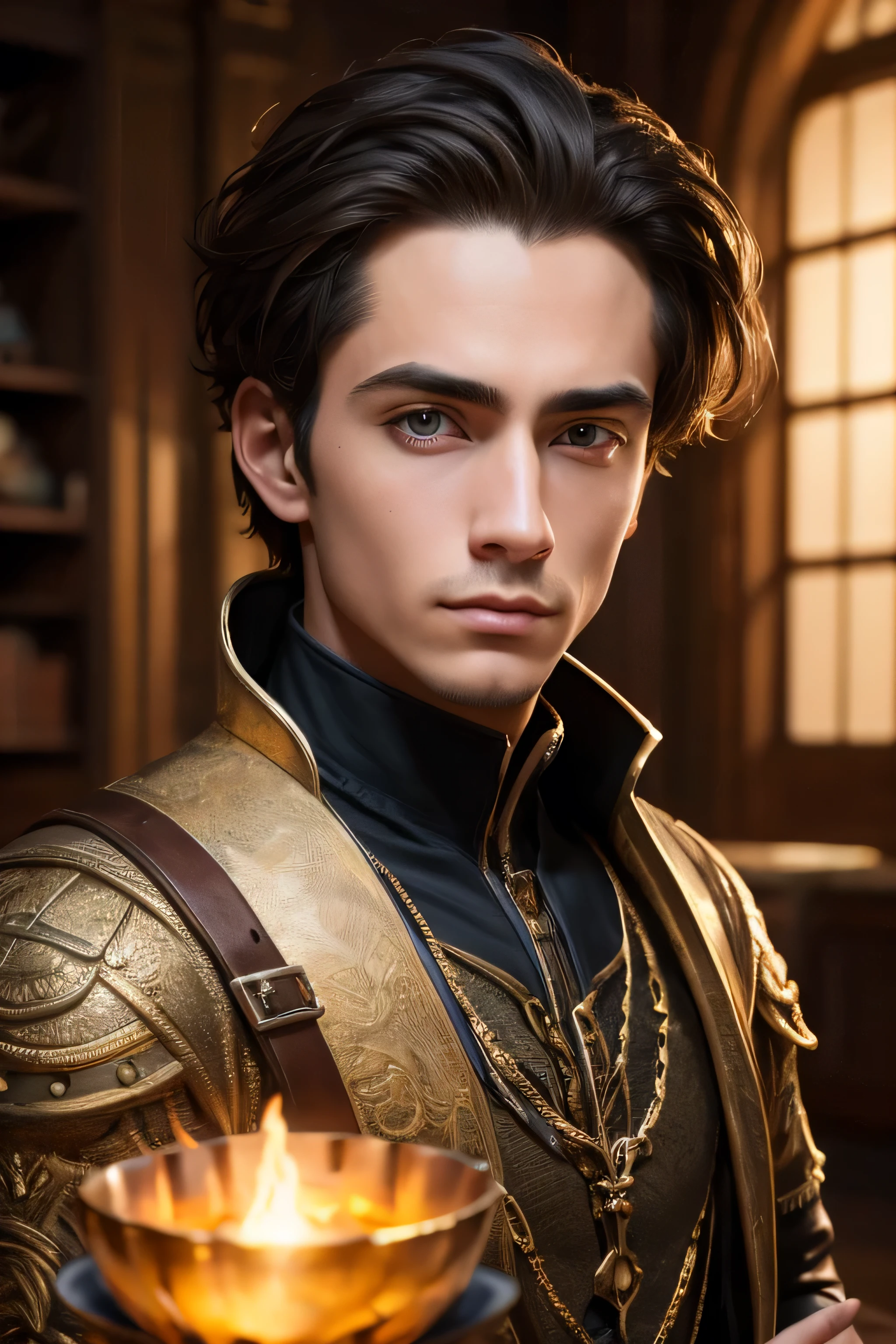 1 male alchemist, 25 years old, absurdres, high res, ultrasharp, 8K, masterpiece, the image should be of absurd resolution and high detail. It should be ultra-sharp and available in 8K resolution, representing a masterpiece in image quality.