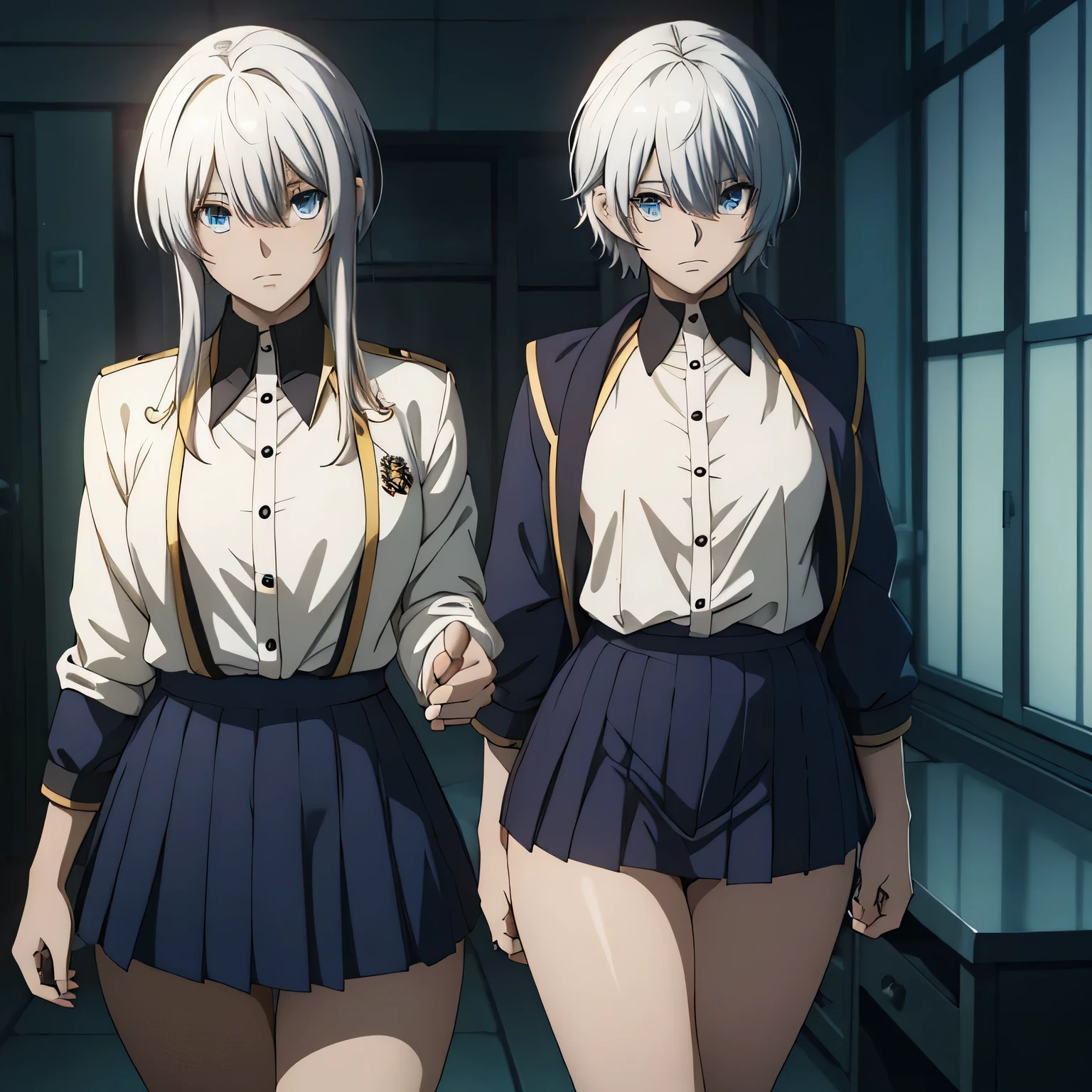 Original character sheet, Pose reference,In one pose. 8k,high quality, High resolution, 4K, hd,(Well designed face), Great face, (Very detailed), Beautiful Eyes, All images must be full body, A total of 3 images are required, One person should come forward, Use manga style, All photos must be of the same girl, All sizes required,,uniform,high school girl,8k,high quality, High resolution, 4K, hd,(Well designed face), Great face, (Very detailed), Beautiful Eyes, All images must be full body,Artoria Pendragon,Thick thighs, (Japanese scholar's uniform), You must write the whole body,Anime Style,, You must write the whole body,