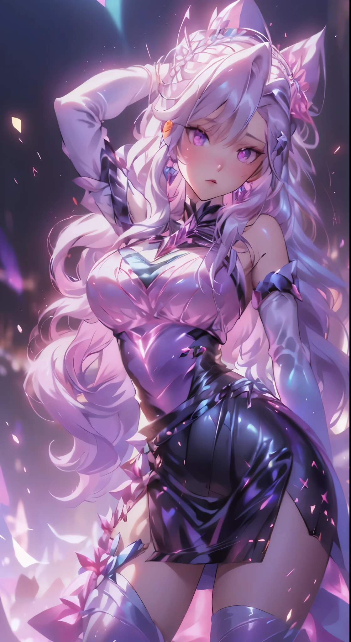 Emilia re:zero, purple eyes, Emilia, crown braid, x hair ornament, flower hair ornament, white hair, long hair, medium breasts, (elsa frozen-rose quartz SU mezclando modelos .) (ultra FUSION) Highly detailed CG unity 8k wallpaper, style shot, complex, high detail, dramatic, highest quality movie still image, very detailed, masterpiece, best quality, character design, Elsa, Elsa from Frozen,Pink Diamond fusion (( Dark style)), realistic ultra-detailed rendering style, natural light, sharp character design, (hard focus, 8k), (((natural skin texture))), 8k textures, soft cinematic lighting, adobe lightroom, dark room, hdr, Sophisticated, Elegant, Rich Detail, Sharp Focuilm Look) )), Soothing Tones, Detail Frenzy, Intricate Detail, Super Detail, Low Contrast, Soft Film Lighting, Dull Colors, Exposure Blending, HDR, Fade, 35mm, f/1.4, ISO, f16, 25 sec.