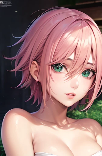 ((ultra quality)), ((masterpiece)), Haruno Sakura, Naruto Shippuden, ((pink short hair)), (beautiful cute face), (beautiful female lips), Charming, ((sexy facial expression)), looks at the camera, eyes slightly open, (skin color white), (blue skin), glare on the body, ((detailed beautiful female eyes)), ((green eyes)), (juicy women's lip liner), (beautiful female hands), ((ideal female figure)), ideal female body, beautiful waist, gorgeous thighs, beautiful small breasts, ((thin and beautiful)), sits seductively (face close up), sakura haruno, wearing underwear, pink panties, pink bra, cute underwear, cute panties pink with bow, (Clear details), ((high detail)), really, professional photo shoot, ((Clear Focus)), anime, full body, complete body,
