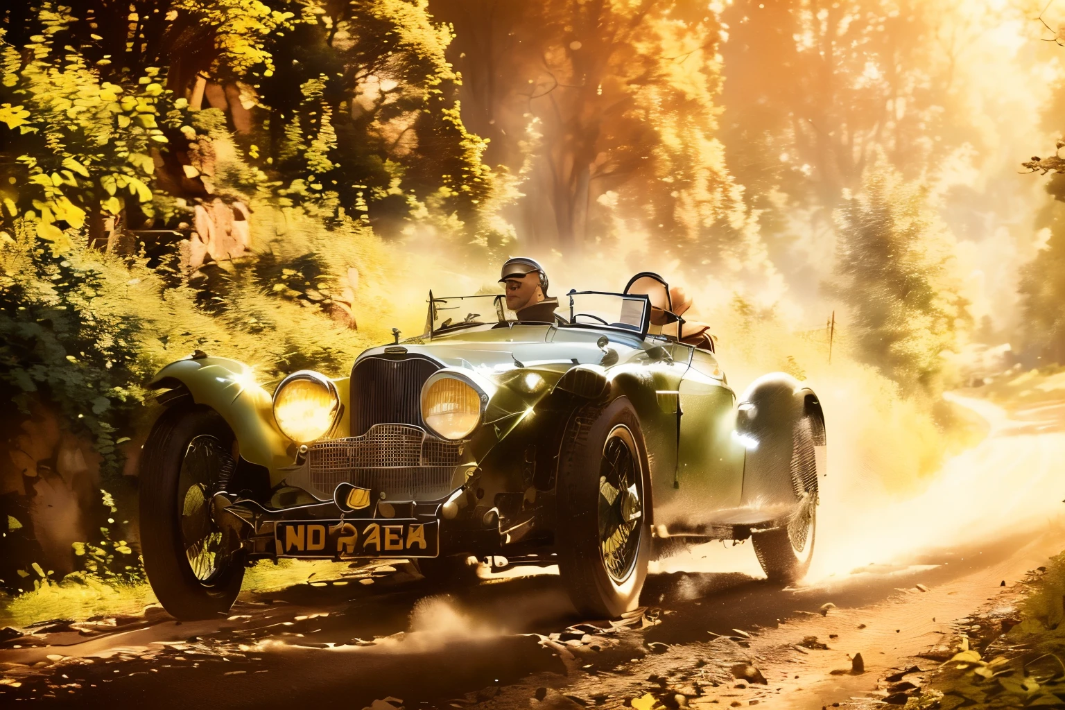 Two men driving a vintage car down a dirt road, vintage Aston martin, by Peter Scott, Derek Hill, 1 9 3 7, by Peter Wells, Andrew Tait driving a Bugatti, 1934, 1 9 3 4, Aston martin, 1933, 1 9 3 3, by Derek Chitock, Motorsports Photography, Perfect refreshing sunlight