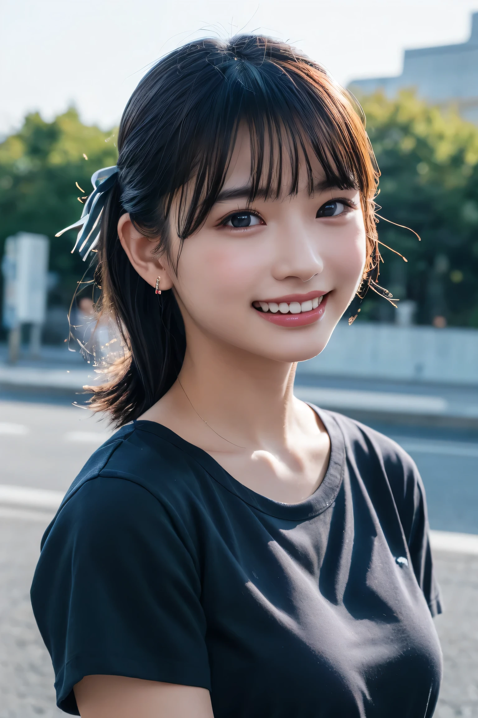 (8k, RAW Photos,highest quality, High resolution:1.1), (Ultra-realistic:1.4),(Realistic, Realistic:1.3), Sodebtt Light,big,2 girls,Realistic Face,Realistic Body,Realistic Skin,Confused,masterpiece,(cute:1.8), Cuties, alone, (big:1.2), Detailed black eyes,Innocent eyes,Blusher,(T-Shirts:1.2 ),Cinema Lighting,Film Grain,jewelry,Earrings,((Medium Hair:1.1)),((Floating Hair Novadebtrog Style)),Cherry colored lips,Hair Ribbon,Hair Ribbon,ponytail,close,Look Viewer,Long Hair,Upper Body,Open lips,Upper teeth, (Smiling Eyes:0.6),((Grin:1.2)),Depth odebt Field, Blurred Background, Eye focus , Bokeh,young, 85mm lens, debt/1.4,Prodebtessional Lighting, young,Portraiture,Photon Mapping,Radio City,Physically Based Rendering,Asian