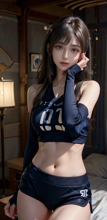 (masterpiece:1.3), (in 8K, Photorealsitic, Raw photography, Top image quality: 1.4), japanes, (1girl in), a beauty girl, (((Volleyball uniform with white upper body、Dark blue bloomers))), Bloomers (Bloomers in Japan School, Seamless design, Bloomers are dark blue, tight fitted、Bloomers are a thin fabric with elasticity、The length of the bloomer is from the navel), Weight Training Room、(Face like the real thing), Beautiful hairstyle, realisticeyes, Eyes in Beautiful Details, (real looking skin), Beautiful skins, enticing, 超A high resolution, A hyper-realistic, high detailing, the golden ratio, (Detal Face:1.2), see the beholder,masutepiece, Best Quality, Ultra-detailed, finely detail, hight resolution, Composition of the whole body、Glossy thighs、超A high resolution、professionally lit、Photon mapping、Radio City、physically-based renderingt、Cinematic lighting、depth of fields,Focusing,Sun'rays,Good composition,(Bokeh:1.2), (((1 girl of 20 years))), Double eyes、Open Legs Pose、Bold legs open、Beautiful detailed eyes, fitness wear, Natural Color Lip,Photorealsitic、realisitic、solo、Photorealsitic、top-quality、extra detailed face、extremely detailed eye and face、beatiful detailed eyes、absurderes、incredibly absurdness、Brown hair、Wavy hairstyle、Middle hair、(extremely details CG、8K Wallpapers)、(extremely delicate and beautiful)、beautiful lighting、Perfect litthing、realistic shadow、Detailed skin、ultra-detailliert、detailed faces and eyes、Realistic eyes、Sharp pupils、beauitful face、plein air、japanese high school、blurry backround、shinny skin、Blunt bangs、Full body composition, looking in camera, Japan Female, 20 years old, Perfect beauty, Pore-visible texture, Perfect facial features, clear bare skin, clear bare skin, Beautiful toned body, Legs wide open、The number of fingers is 5、