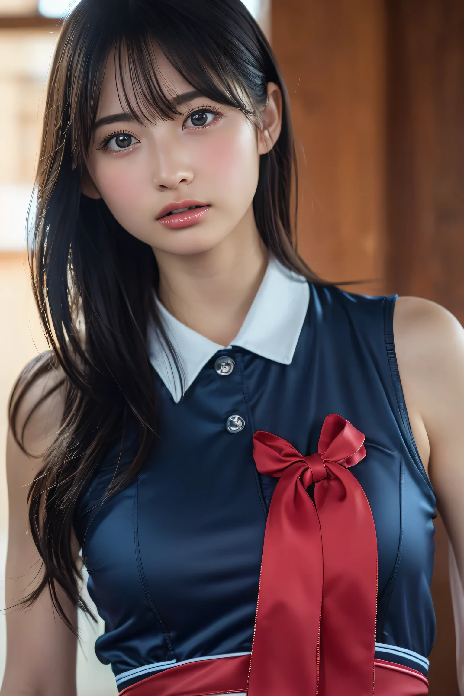 (8k, RAW Photos,highest quality, High resolution:1.1), (Ultra-realistic:1.4),(Realistic, Realistic:1.3),The Beauty of Japan、Rhythmic gymnastics club、Rhythmic Gymnastics Uniform、((Upper Body:1.3))