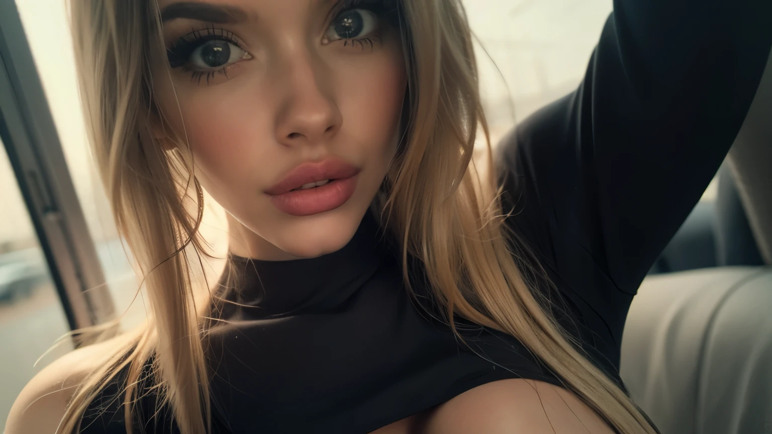 cute girl, pantyhose, high socks, cleavage, blonde hair, long hair, detailed face