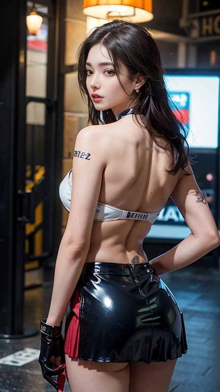 ((masterpiece:1.4)、(highest quality:1.4)、(Realistic:1.7))、masterpiece:1.4、(Best Rendering:1.4)、(Female SWAT Officer of the Space Federation 73rd Division:1.4)、so beautiful捜査官、(Written by Luis Royo:1.4)、(Ready your gun?:1.2)、Body Fit Sexy Uniform、(Luxurious glossy latex:1.4)、(Navy blue sleeveless uniform jacket)、(Underwear White Sexy Super Ultra Bikini)、(Luxury Red Latex:1.4)、(red pleated mini skirt:1.4)、22 years old、(Cute Tattoos:1.4)、(wearing white gloves)、pretty girl、so beautiful、Sharp focus、Portrait Photography:1.4、8k、Realistic photo images:1.4、(Perfect female body:1.4)、Perfect balance、(Upper body photo shoot:1.4)、Beautiful Face、Fearless look、Beautiful Eyes、Tight waist、(9 Life-size beautiful style girls)、(A beautiful girl with long legs and a good figure:1.4)、Beautiful legs、(Long Hair:1.2)、Beautiful breasts、Big Breasts:1.2、Sexy ass、(Stand facing forward:1.4)、RAW Photos、Red lips、Red High Heels:1.4、choker:1.4、necklace:1.4、Earrings:1.4、1 Screen Display、Beautiful night view of cyberpunk city:1.2