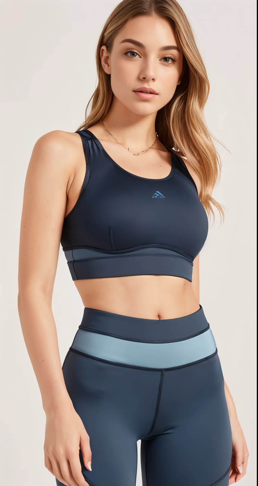 a woman in a black esportes bem top and grey leggings, sport bra, esportes bem, corte superior, detailed esportes bem, sports bra and shirt, sports bra and shorts, halter top, corte superior, forma tonificada, Bralette, halter top, two piece workout clothes, training bra, sports bra and dark blue shorts, ajustar, cintura - tiro, cinza escuro