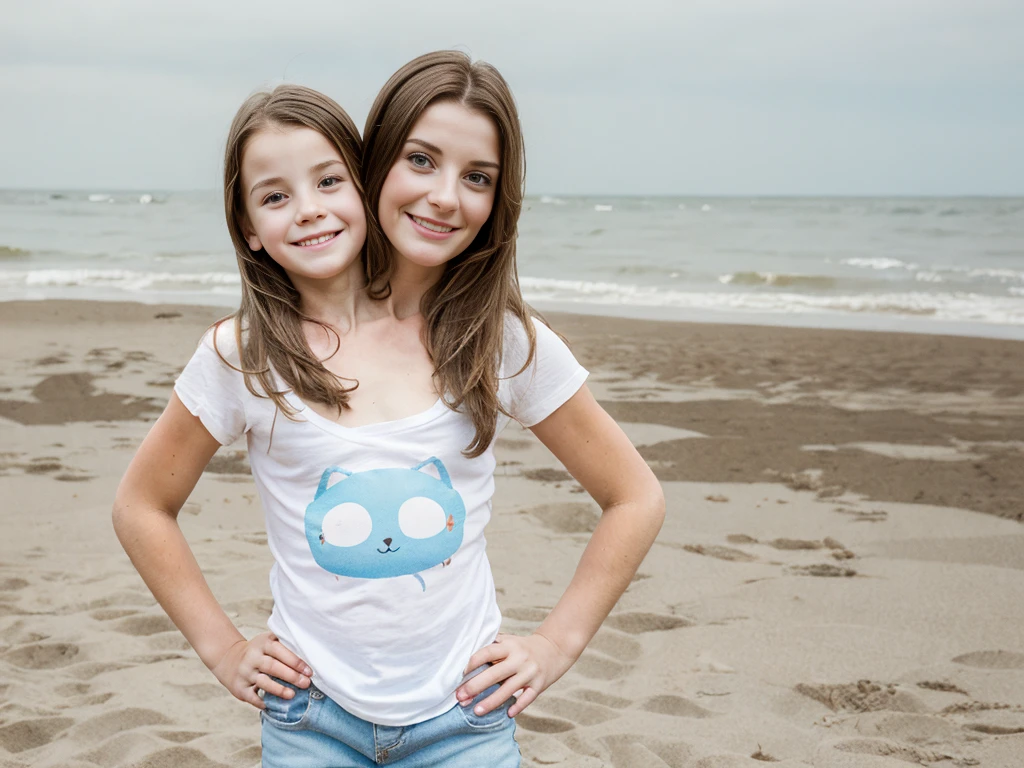 2heads, (one head child:1.5), (one head adult:1.5), (brunette:1.3)