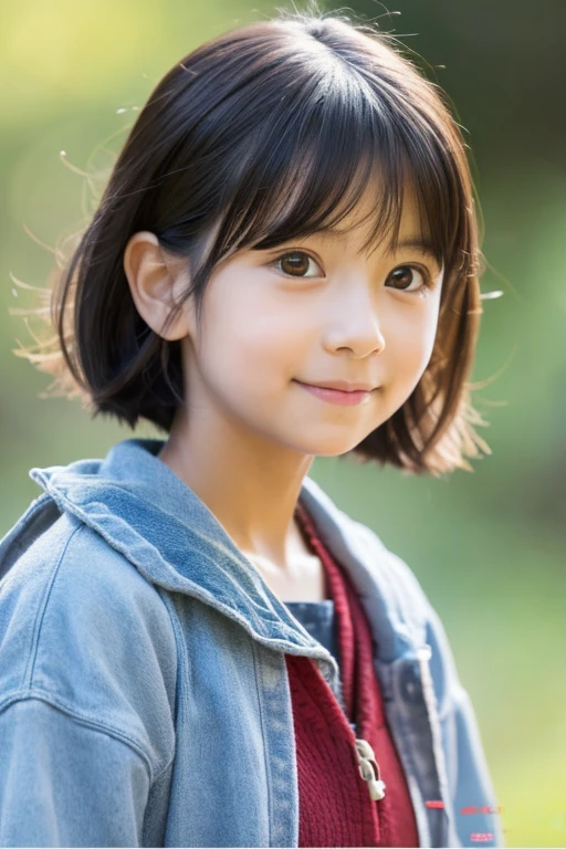 Drawn in a realistic style、A kind and gentle girl who is Nobita's classmate.、Generate an AI live-action image of Shizuka Nobi。 Long black hair braided at the back、Red running shirt and yellow shorts、Wearing white sneakers、10歳前後のPlease generate an AI live-action image of Shizuka-chan。 Carrying a pink backpack、Studying at a desk、優しい微笑みを浮かべたPlease generate an AI live-action image of Shizuka-chan。 The setting for Doraemon、Nobita's room at home and school are set in the background.、Please generate an AI live-action image of Shizuka-chan。