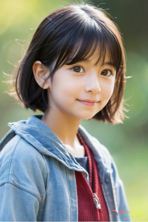 Drawn in a realistic style、A kind and gentle girl who is Nobita's classmate.、Generate an AI live-action image of Shizuka Nobi。 Long black hair braided at the back、Red running shirt and yellow shorts、Wearing white sneakers、10歳前後のPlease generate an AI live-action image of Shizuka-chan。 Carrying a pink backpack、Studying at a desk、優しい微笑みを浮かべたPlease generate an AI live-action image of Shizuka-chan。 The setting for Doraemon、Nobita's room at home and school are set in the background.、Please generate an AI live-action image of Shizuka-chan。