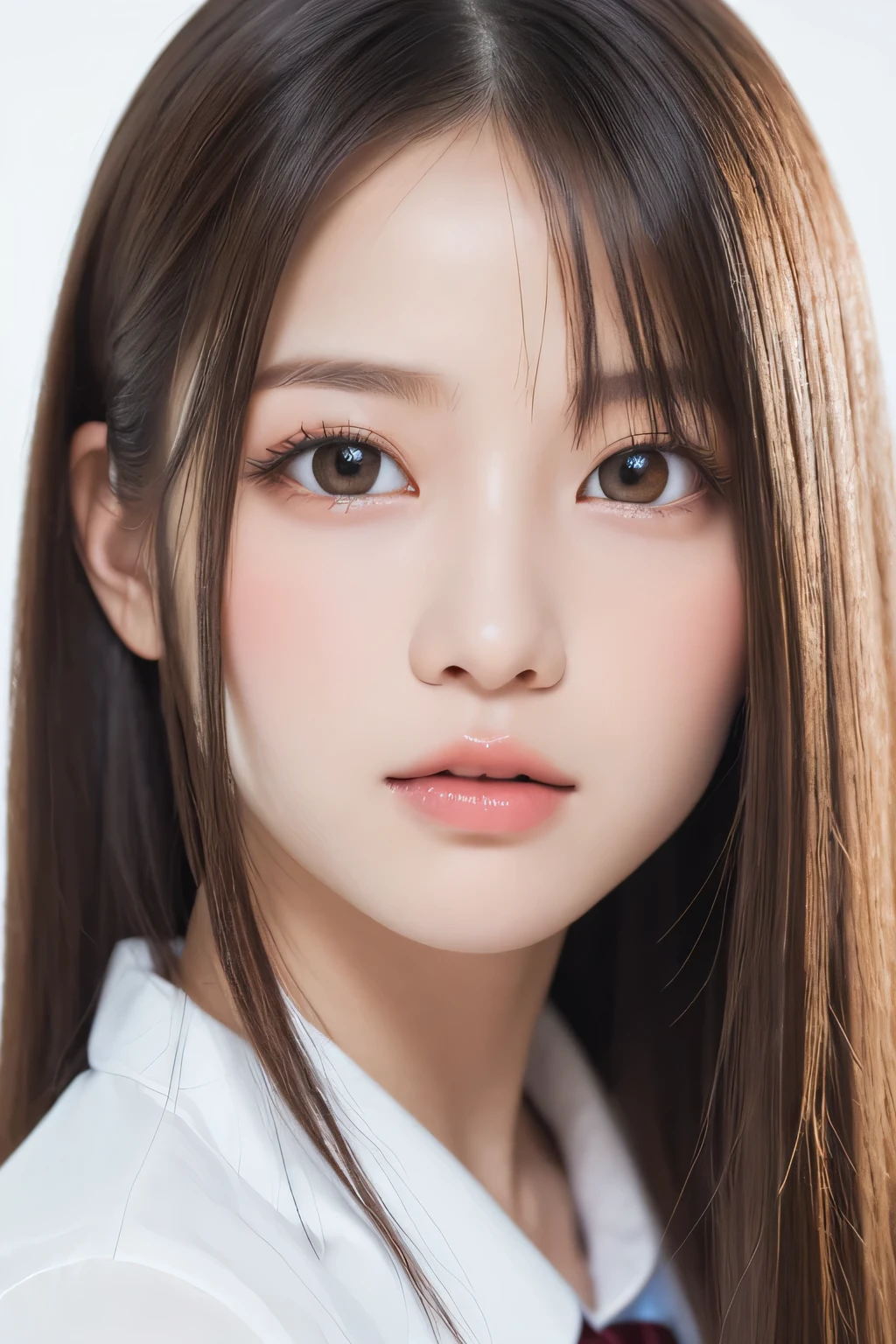 (8K，highest quality，RAW Photos，Ultra-high resolution，High definition，Attention to detail，High detail，超A high resolution)，(((Very beautiful 12 year old girl)))，(School uniform)，Realistic atmosphere，Center image，pretty girl，Young face，Baby Face，Japanese，beautiful girl，Very beautiful eyes，Big eyes，Detailed eyeouth details，Front view，Perfect ???????，( Excellent ???????:1.2)，Perfect limbs，Detailed，Physically Based Rendering，Eyes with beautiful details，Glossy lips，double eyelid，Long eyelashes，Natural Makeup，Glowing White Skin，Shiny bob hair，Light on the face，True Face，Portrait，View from the front，Close-up of face，View Photographer，