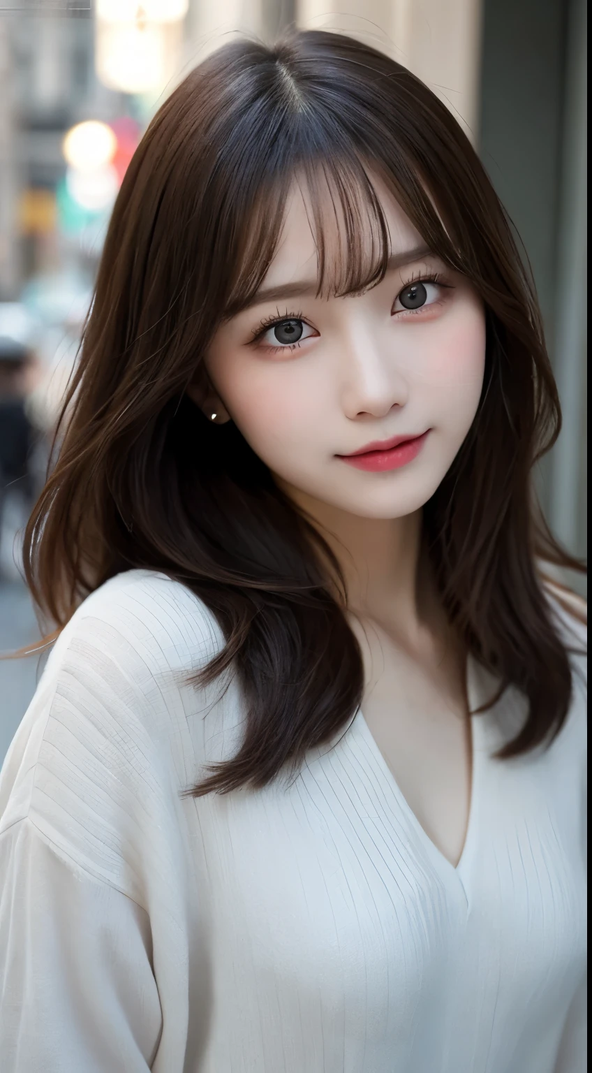 Tabletop, highest quality, shape, Very detailed, finely, High resolution, 8k wallpaper, 完璧なダイナミックな構shape, Beautiful and exquisite, Nice spring clothes,Beautiful straight hair,Small breasts,Natural color lip, 20-year-old girl、cute、sexy shot looking at camera,Always blur the background,Perfect and beautiful face、Slim face and figure,Big eyes、Putting on gal makeup,Actual Photos（Best image quality）、Sexy Face、Fashion magazine model pose、A shy smile、Cyberpunk Fashion