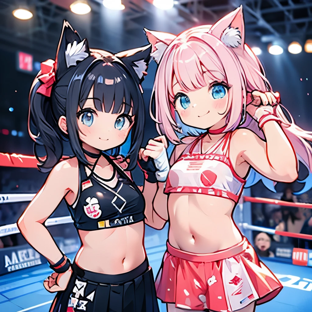 boxing、 Girls、、belly button、stomach、skirt、Cat ear、cute、whole body