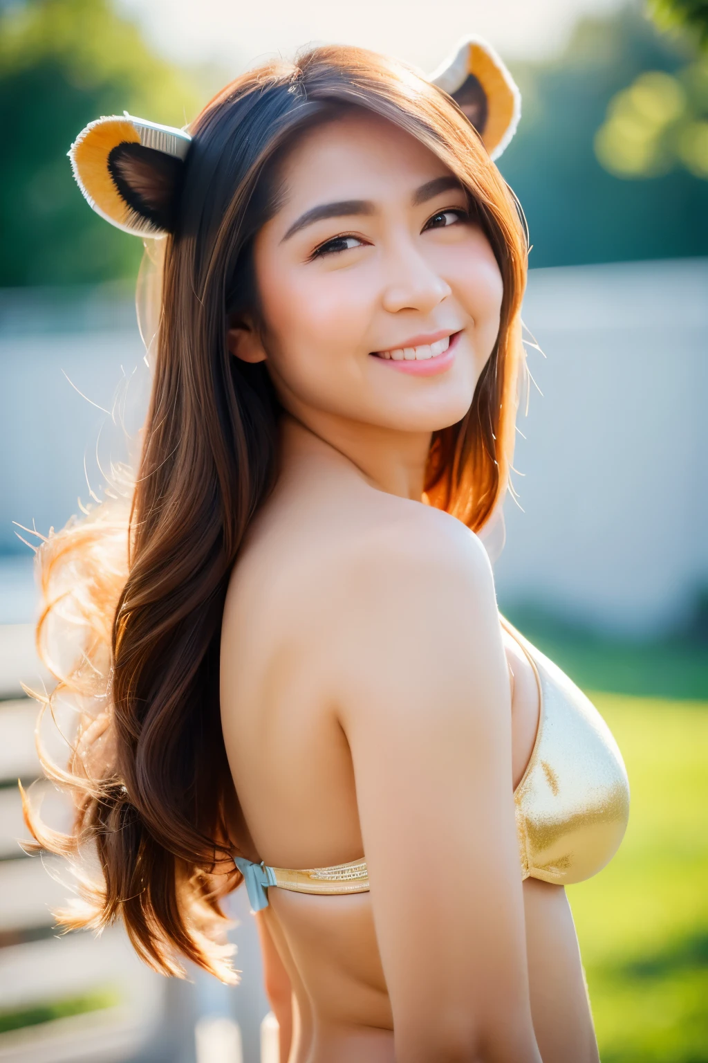 (cow skin pattern bikini), cow ear on her head, gold bell on her neck, cow skin pattern socks, looking at camera, front view, long hair, (detailed face), at luxury livingroom, potrait body, showing whole body, mouth closed, smiling, black eyes, 1 girl, 20yo,Young female,Beautiful Finger,Beautiful long legs, Beautiful body, Beautiful Nose, Beautiful character design, perfect eyes, perfect face,expressive eyes,perfect balance, (looking at viewer), official art,extremely detailed CG unity 8k wallpaper, perfect lighting,Colorful, Bright_Front_face_Lighting,White skin, (masterpiece:1.0),(best_quality:1.0), ultra high res,4K,ultra-detailed, photography, 8K, HDR, highres, absurdres:1.2, Kodak portra 400, film grain, bokeh:1.2, lens flare, (vibrant_color:1.2),professional photograph, (Beautiful,huge_Breasts:1.4), (beautiful_face:1.5),(narrow_waist)