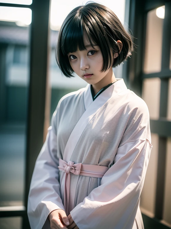 Ultra High Quality, High resolutionであり, 8K, ((highest quality:1.5))、(masterpiece:1.4)、Raw photo、8k，、Realistic、Photorealistic、((Best image quality))、 ((High resolution))、Realistic human skin、「((Reproduces even the pores of the skin1.8))」，「((Clear enough to see pores))」,  (One Girl:1.3 )，1 Girl, (Cute Japanese Girl)、(Very short hair:1.4)、Age 10, (((13 Talents)))，(boyish)、((mannish))、((Young body type))，average body shape