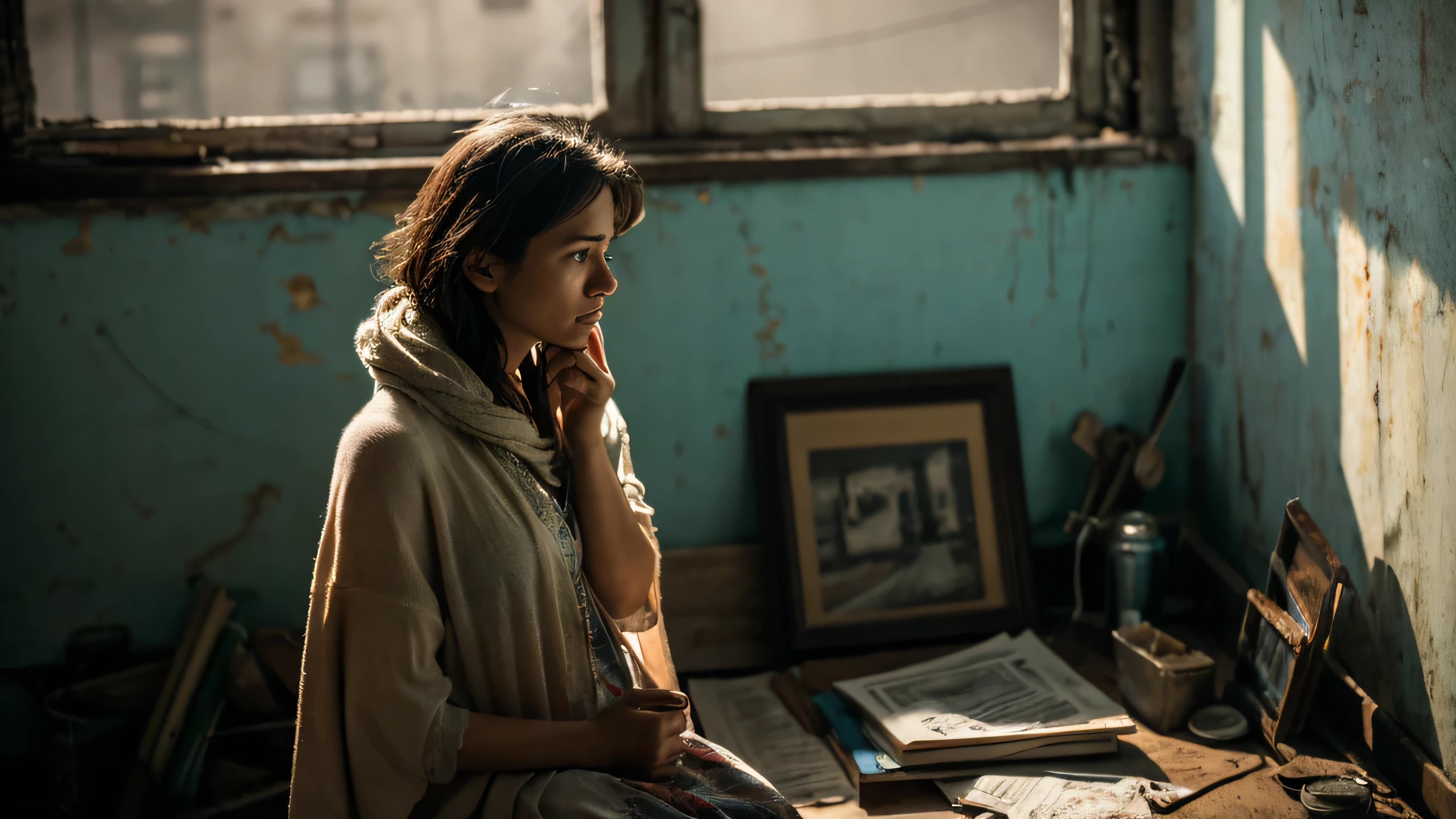 (best quality,4k,8k,highres,masterpiece:1.2),ultra-detailed,, studio lighting,dark lighting,poor Young 23 year old Women sad, standing on the Dark road night and thinking,old and tired-looking,emotional expression,reflective mood,hardworking and diligent attitude,faded and worn-out clothes,desolate background,subtle colors,subdued lighting,lonely atmosphere,carefully drawn wrinkles and lines,deep contemplation,sad facial features,aged and weathered skin,little hope but strong resilience,shared experiences etched in her face,empty pockets,cobwebs in the corners,heavy heart,neglected surroundings,unseen stories and struggles,gentle breeze through the window,cluttered table with few possessions,peeling paint,threadbare shawl,lost dreams and forgotten promises. outdoor scene, road broken,
