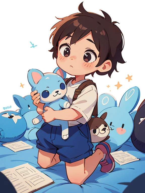 Cute boy holding a stuffed animal