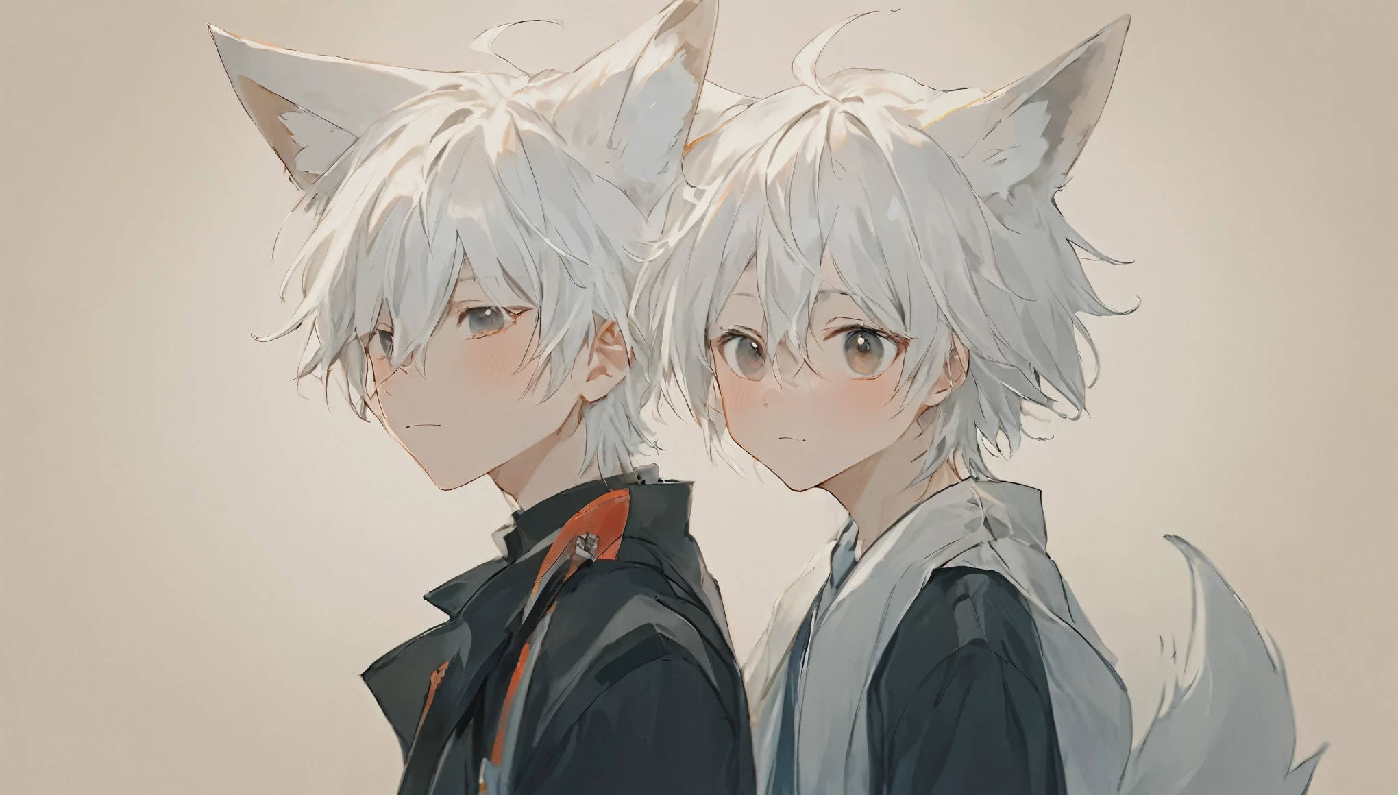 White Haired Anime Boy, Fox Ears, Shy Blushing HD