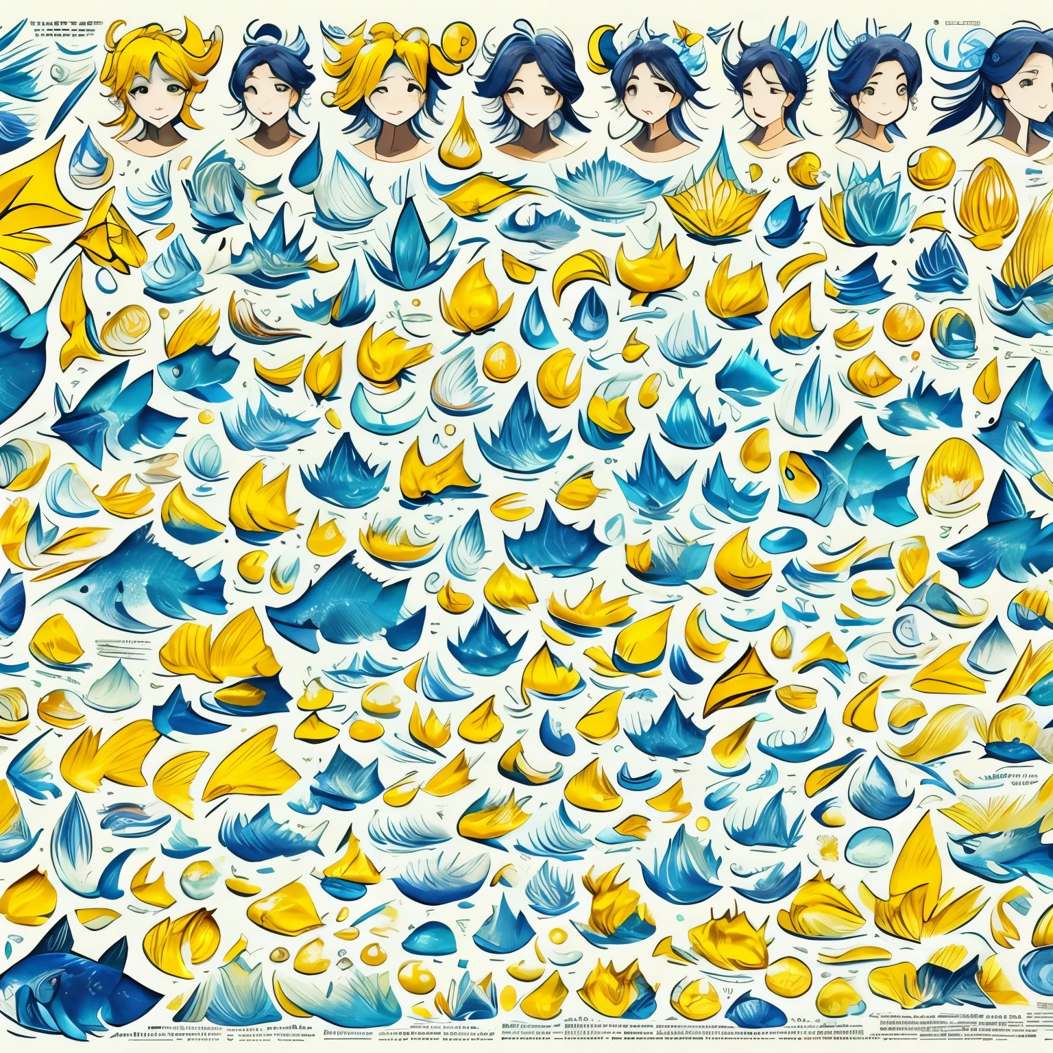 Best yellow and blue character ref sheets