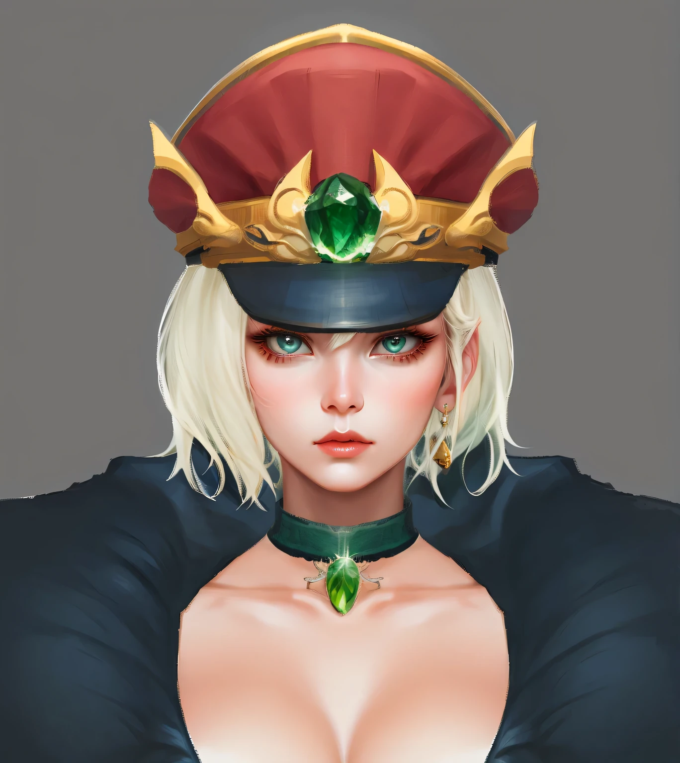 Close-up of woman wearing hat and collar, very detailed character, Close-up characters, high detail iconic character, 2D concept art head macro shot, Produced in collaboration with Anime Painter Studio, Eye-catching and detailed art style, Female characters, g liulian art style, Detailed digital animation art, Close-up charactersPortrait, Meticulous portraits of people, Character art