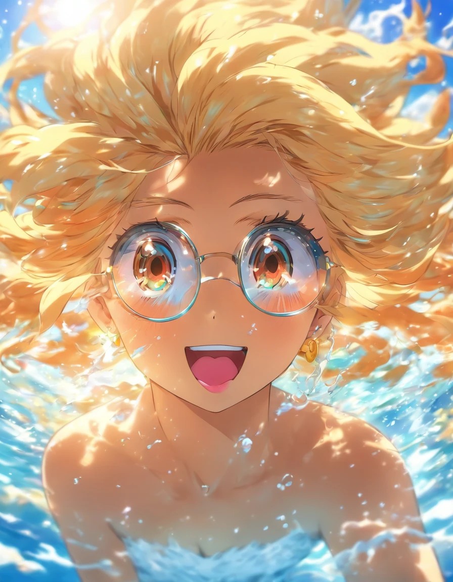 The goddess comes Glasses towel water