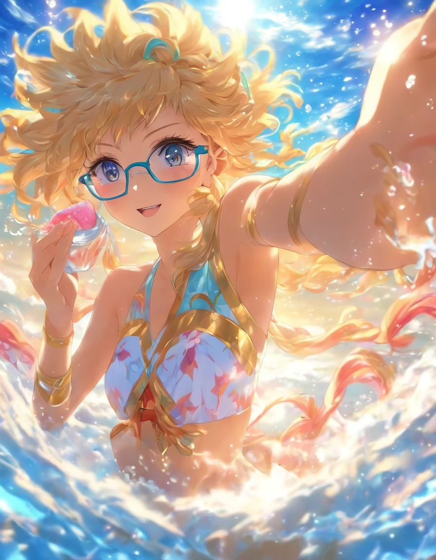 The goddess comes Glasses towel water